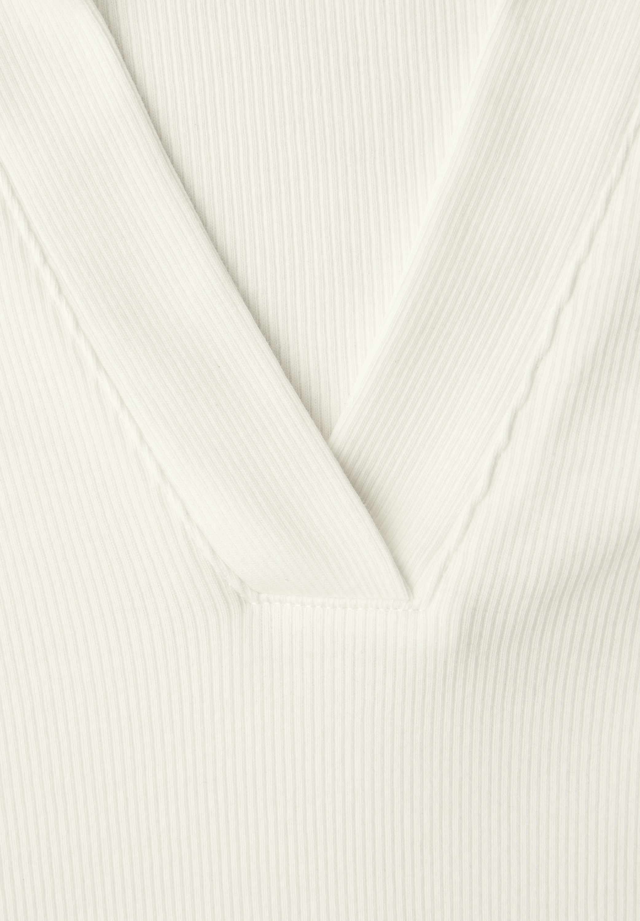 STREET ONE Langarm-Poloshirt in Melange-Optik und mit Ripp-Struktur