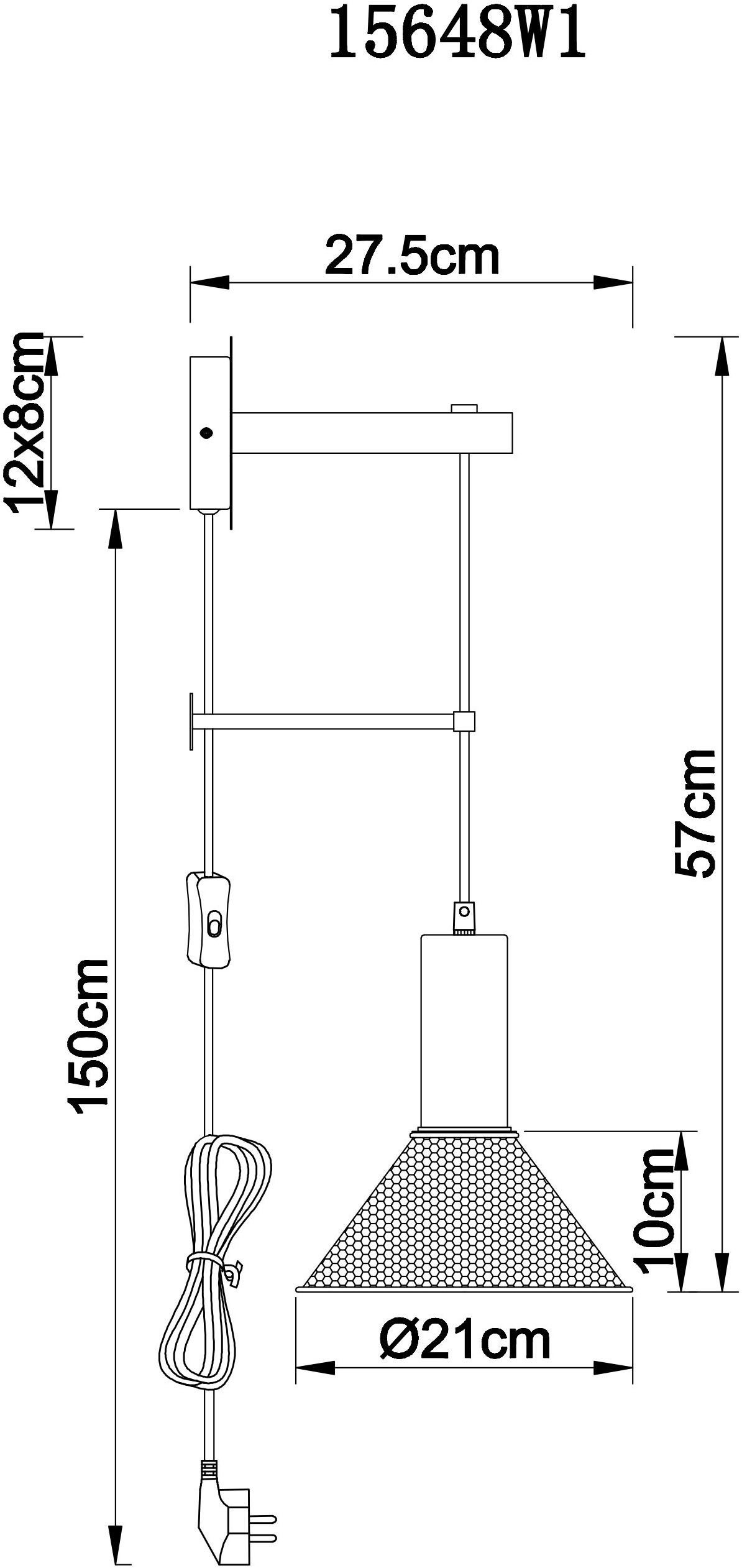 GLOBO LIGHTING Wandleuchte »JEDD« E27 1 Stk. Wandlampe Metallgeflecht Anschluss direkt oder Steckerkabel