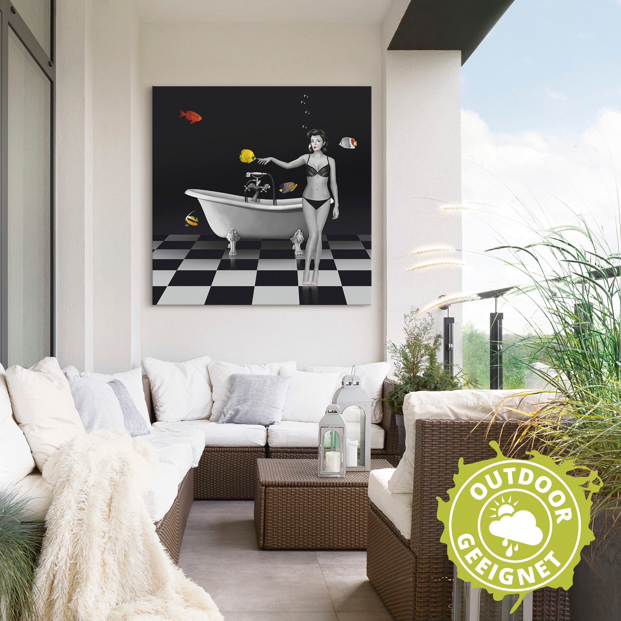 Artland Wandbild »Ein Badezimmer für Fische«, Frau, (1 St.), als Alubild, Outdoorbild, Leinwandbild in verschied. Größen