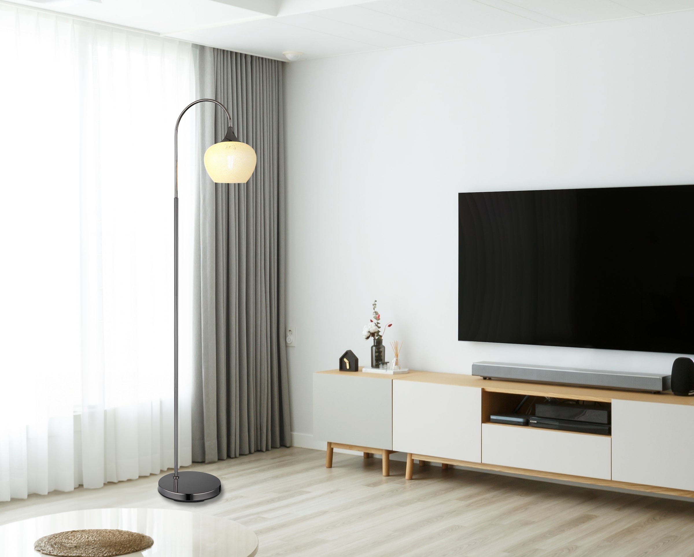 GLOBO LIGHTING Stehlampe »MAXY«, Leuchtmittel E27 | ohne Leuchtmittel, Stehleuchte/Glas klar/Acrylkristalle/Wohnzimmer/Schlafzimmer