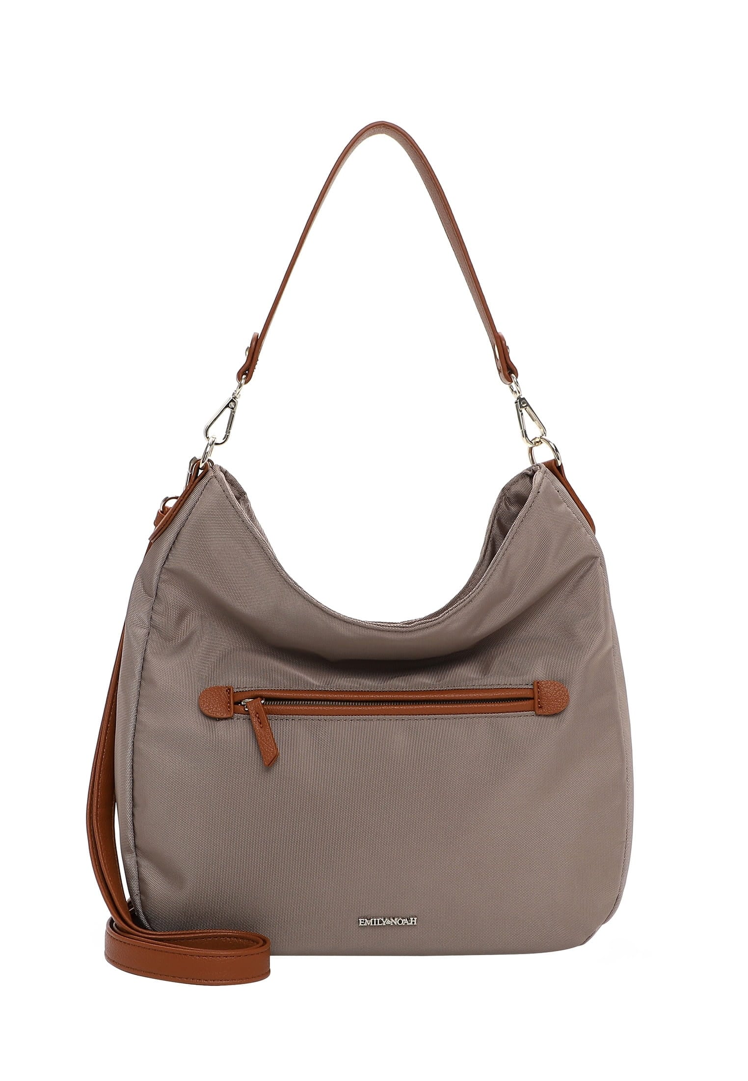 Beuteltasche EMILY & NOAH "Beutel E&N Jarina", Damen, Gr. B/H/T: 30cm x 30cm x 8cm 0, grau (taupe 900), Polyester, Taschen Beuteltasche