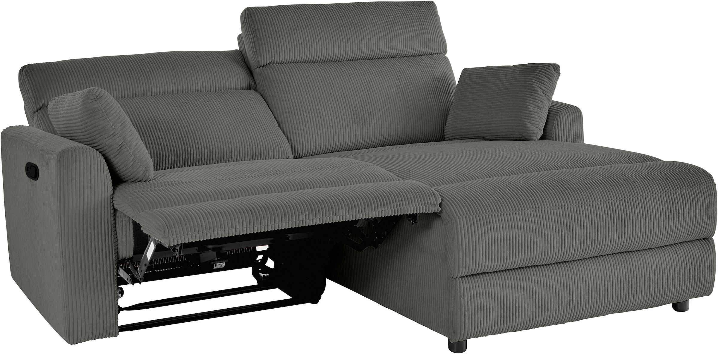 INOSIGN Ecksofa »JENNA, L-Form, 209cm, manuelle u. elektrische Funktion, mit USB A/C,«, Liegefunktion 105°-150°, Federkern, Cord