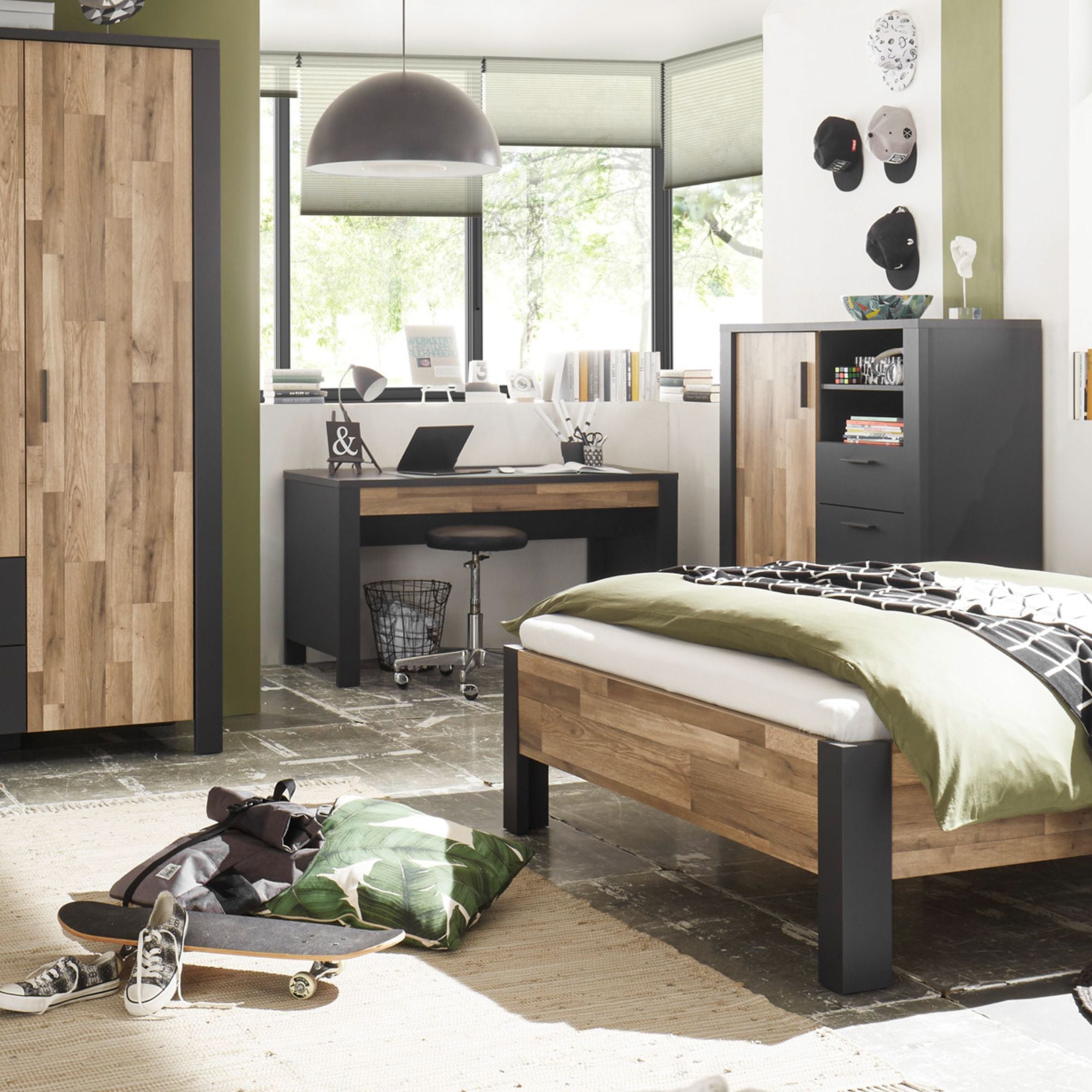 Begabino Schreibtisch »Dallas Tisch Absetzung Montana Oak«, passend zum Jugendzimmer Dallas