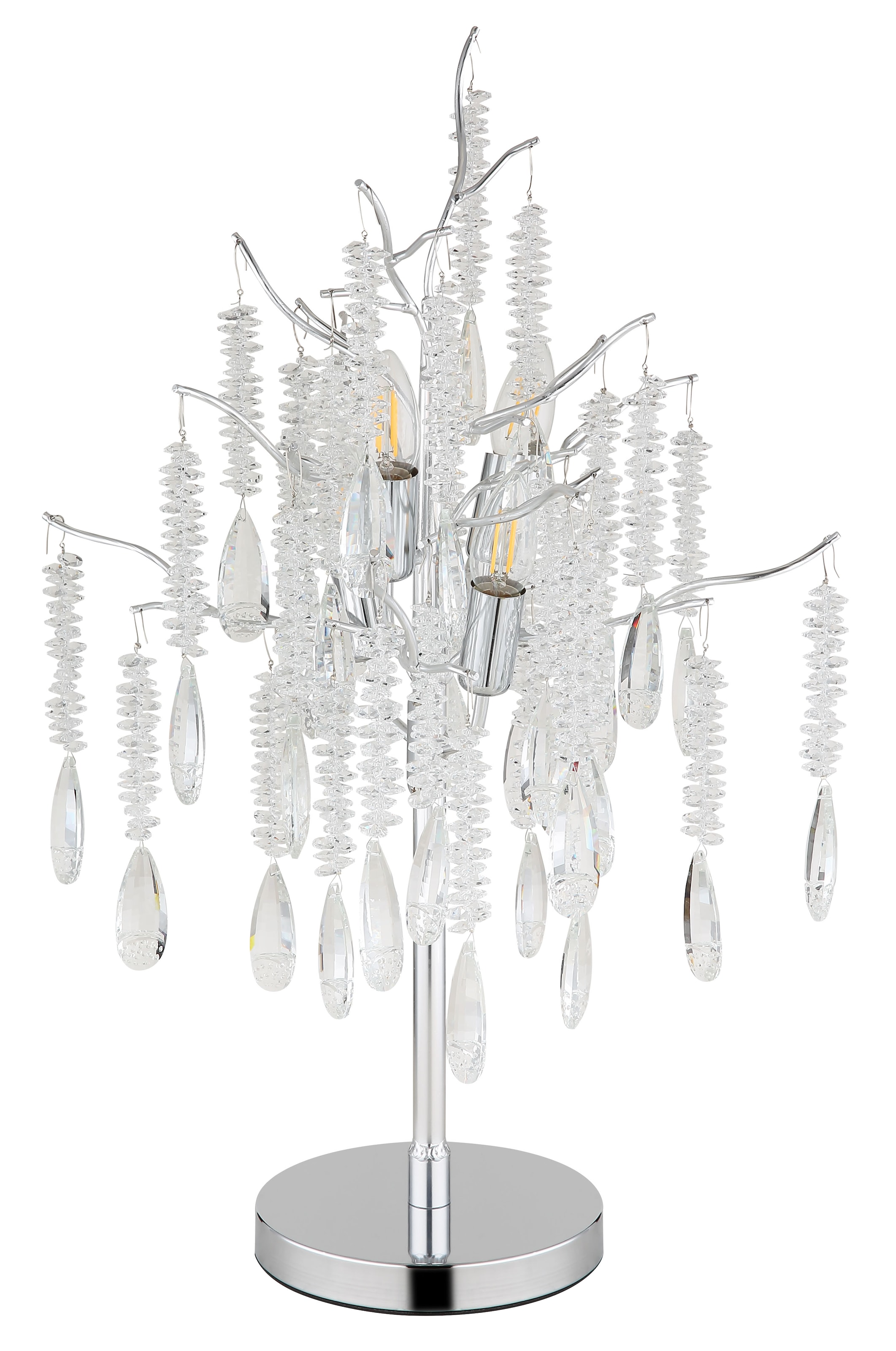 "GLOBO LIGHTING Tischleuchte ""KINGA"", silber (silberfarben matt), 4, Ø 41cm H: 67cm, 1 Stk., Leuchten, Design Tischlampe mit funkelndem