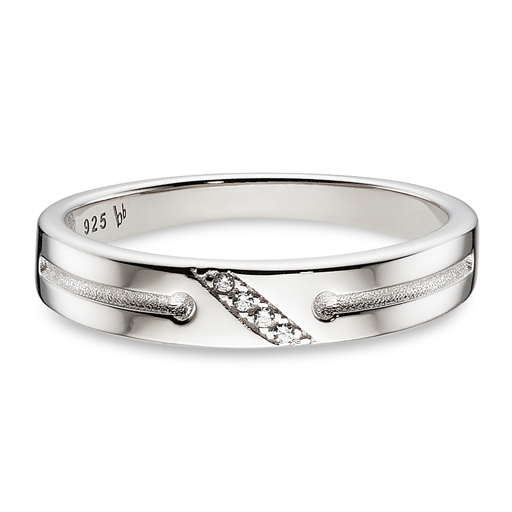 Silberring BRUNO BANANI "Schmuck Geschenk Damenring rhodiniert" Gr. 56, silberfarben, kristallweiß, Fingerringe, Damen, 56, Silber 925 (Sterlingsilber), 4,1mm, Silberring, mit Zirkonia (synth.)