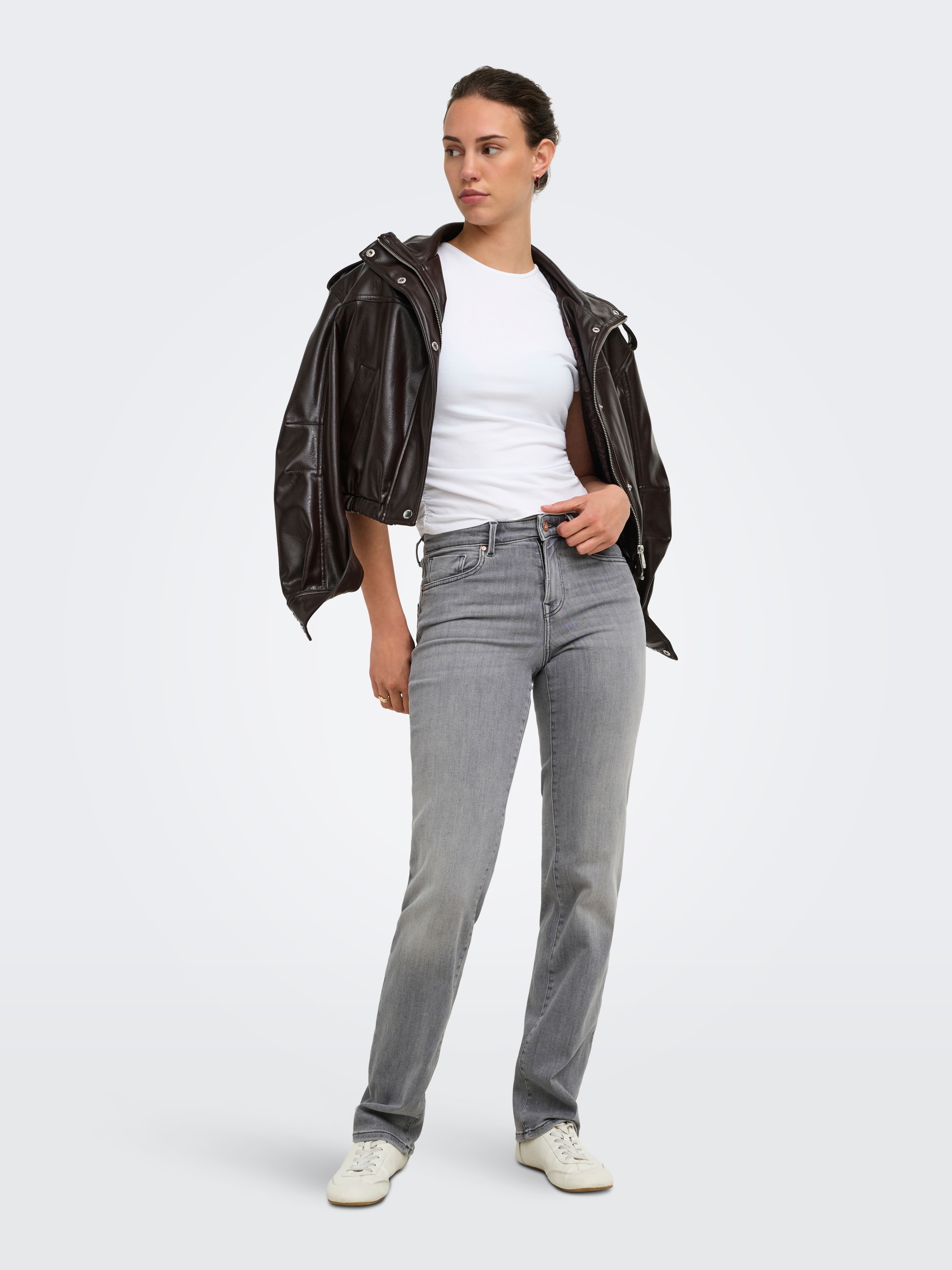 ONLY Slim-fit-Jeans »ONLPOWER MW PUSH UP SLIM STRAIGHT DNM« Baumwollmischung, mid waist, slim fit