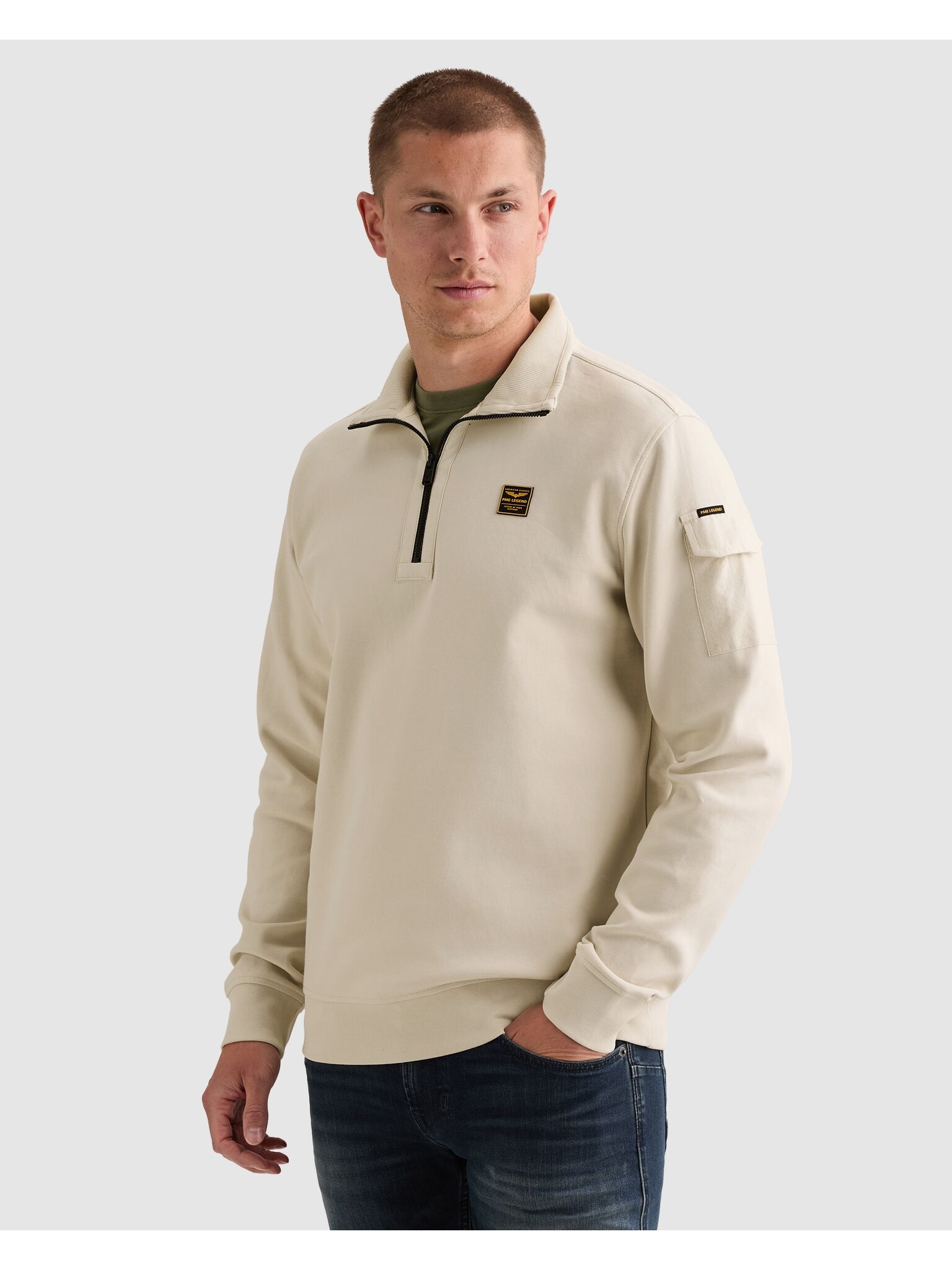 PME LEGEND Sweatshirt, mit Troyer Kragen und Ärmeltasche
