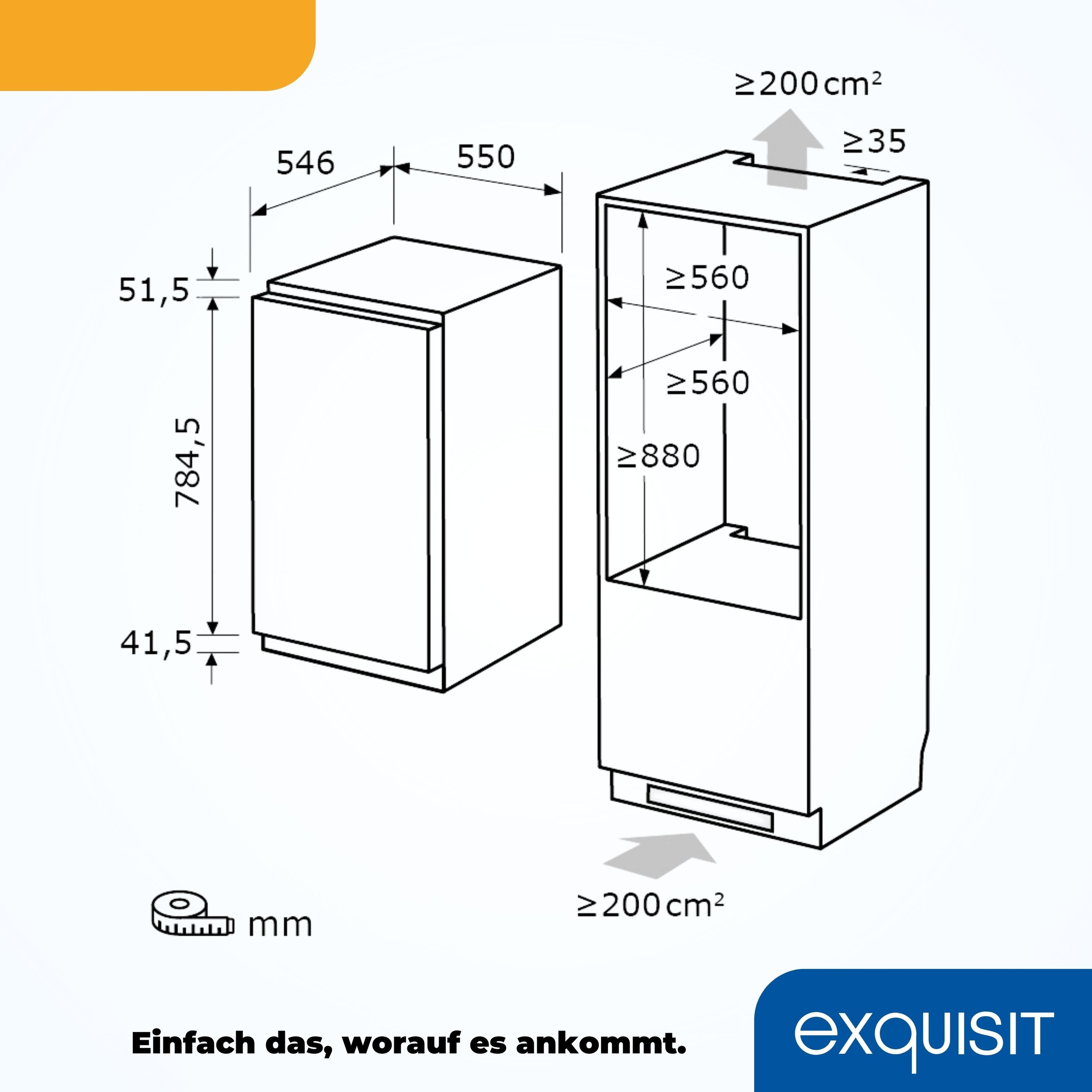 exquisit Einbaukühlschrank »EKS131-4-FE-O90E«, digitale Temperaturanzeige