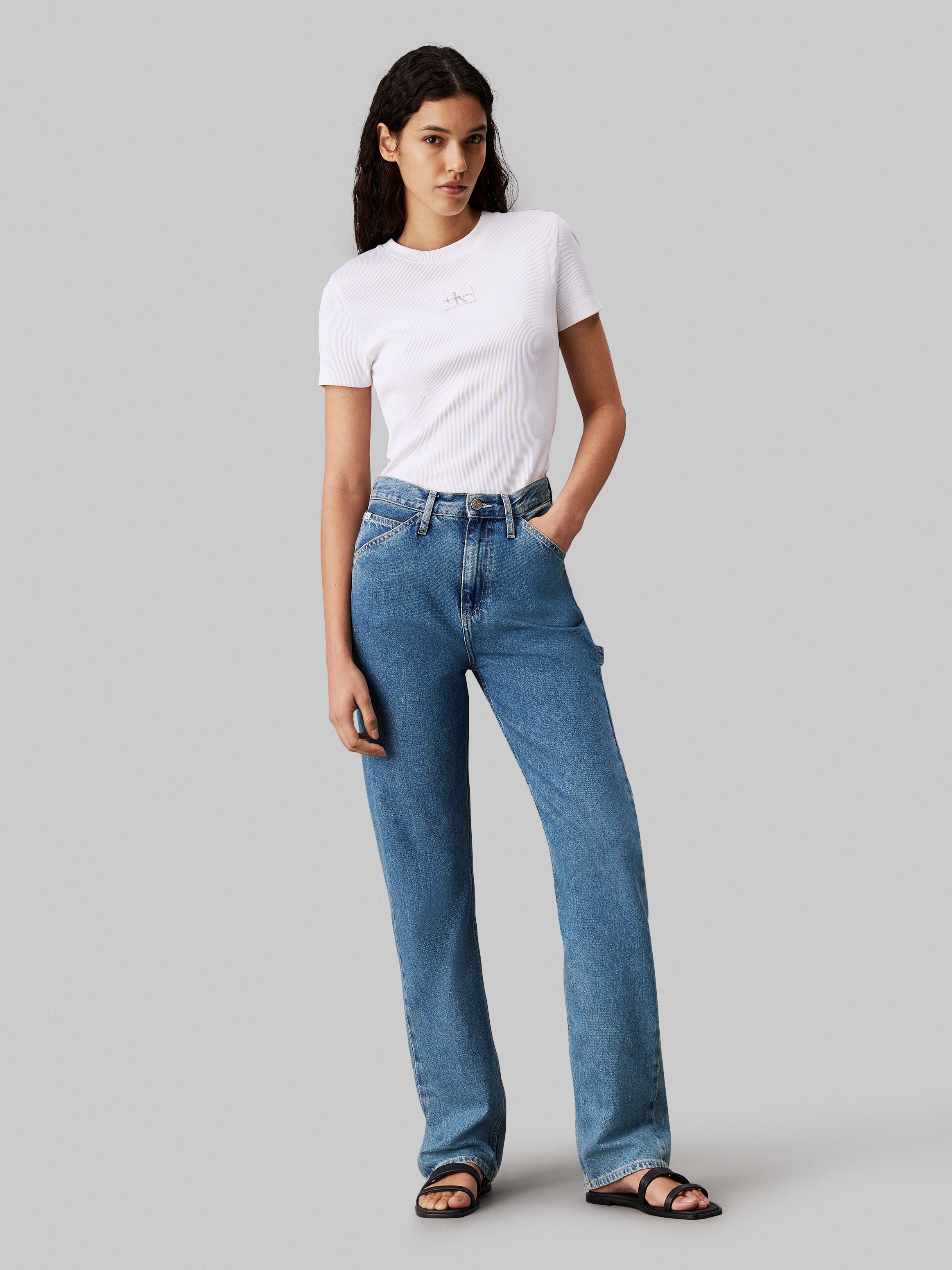 Thumbnail - Calvin Klein Jeans T-Shirt "WOVEN LABEL RIB BABY TEE" mit Logopatch