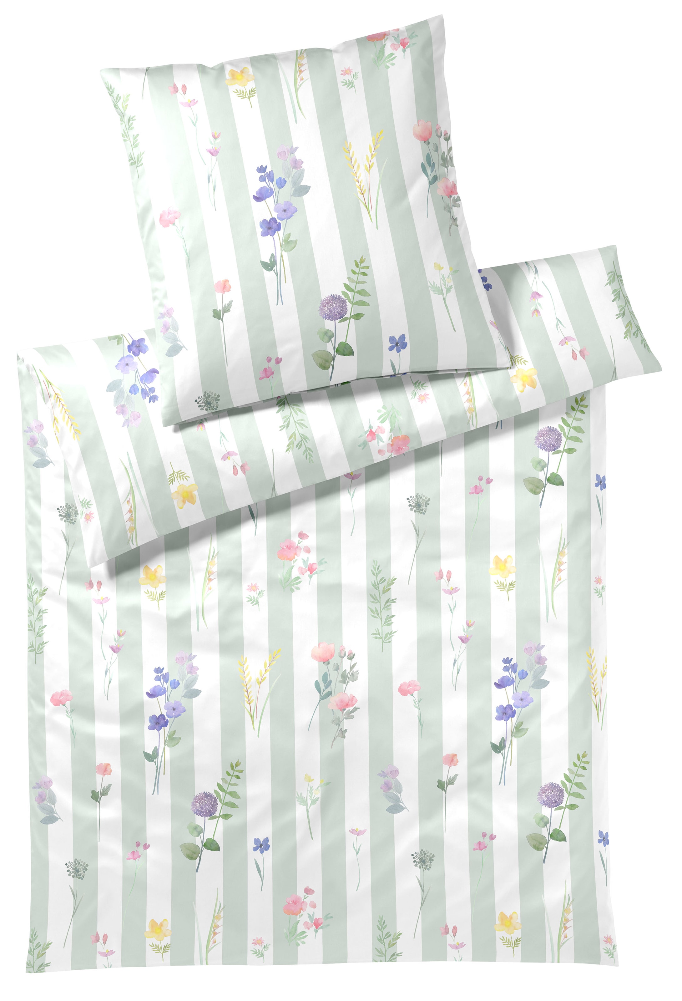 Elegante Bettwäsche »Flowerstripe« 2 angenehmes Hautgefühl