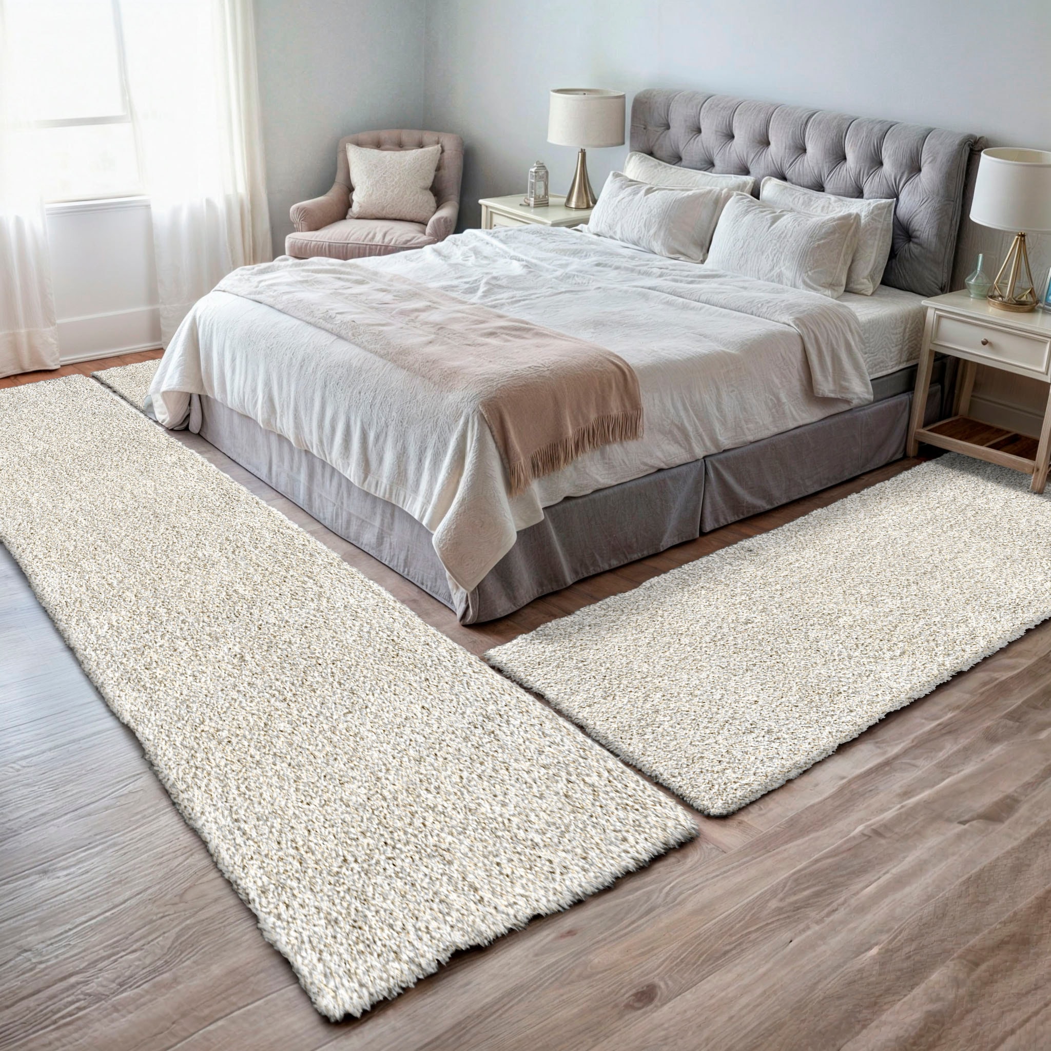 my home Hochflor-Bettumrandung "Banji" Höhe 37 mm 3 tlg. Uni Farben, weich günstig online kaufen