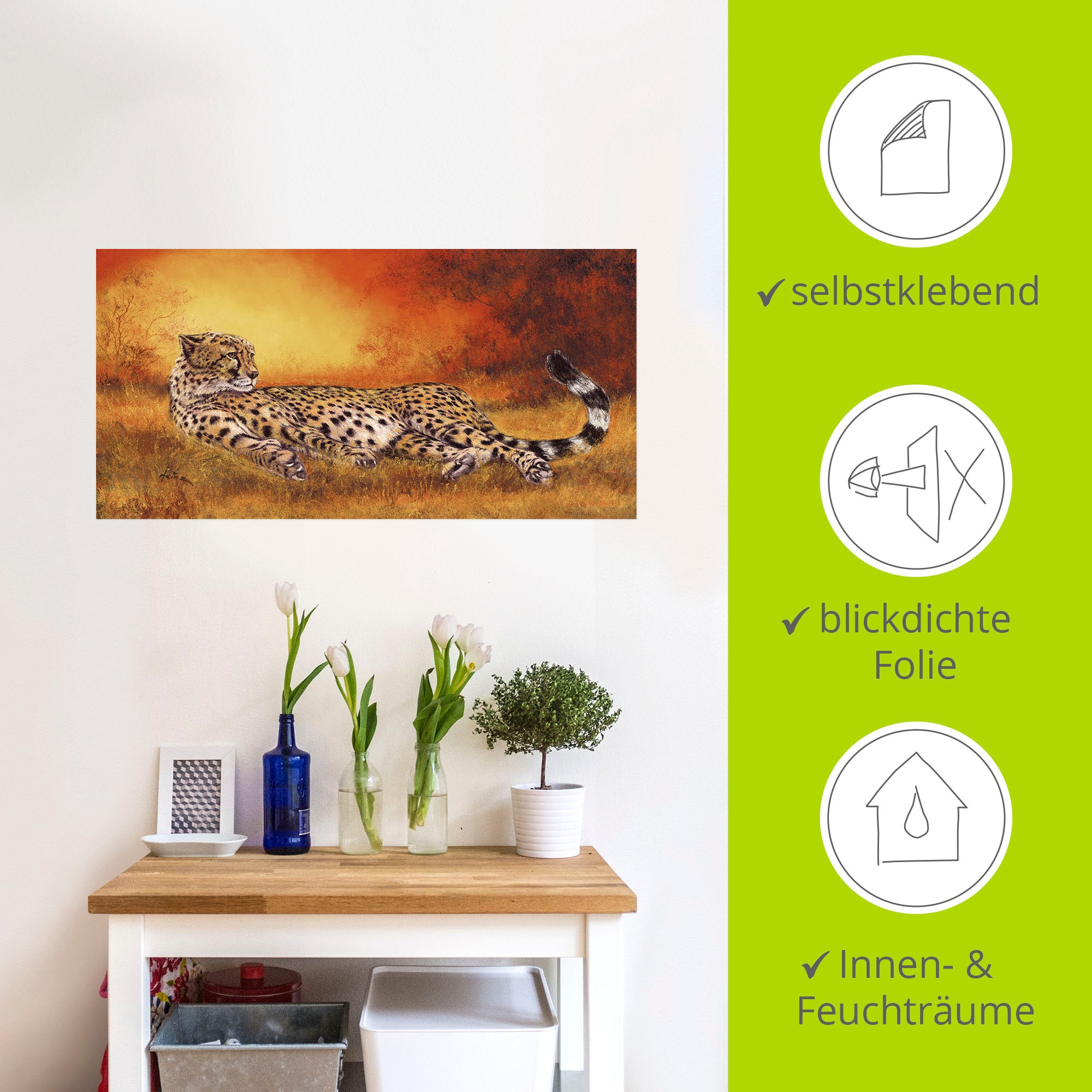 Artland Wandbild »Gepard«, Geparden Bilder, (1 St.), als Alubild, Outdoorbild, Leinwandbild, Poster, Wandaufkleber