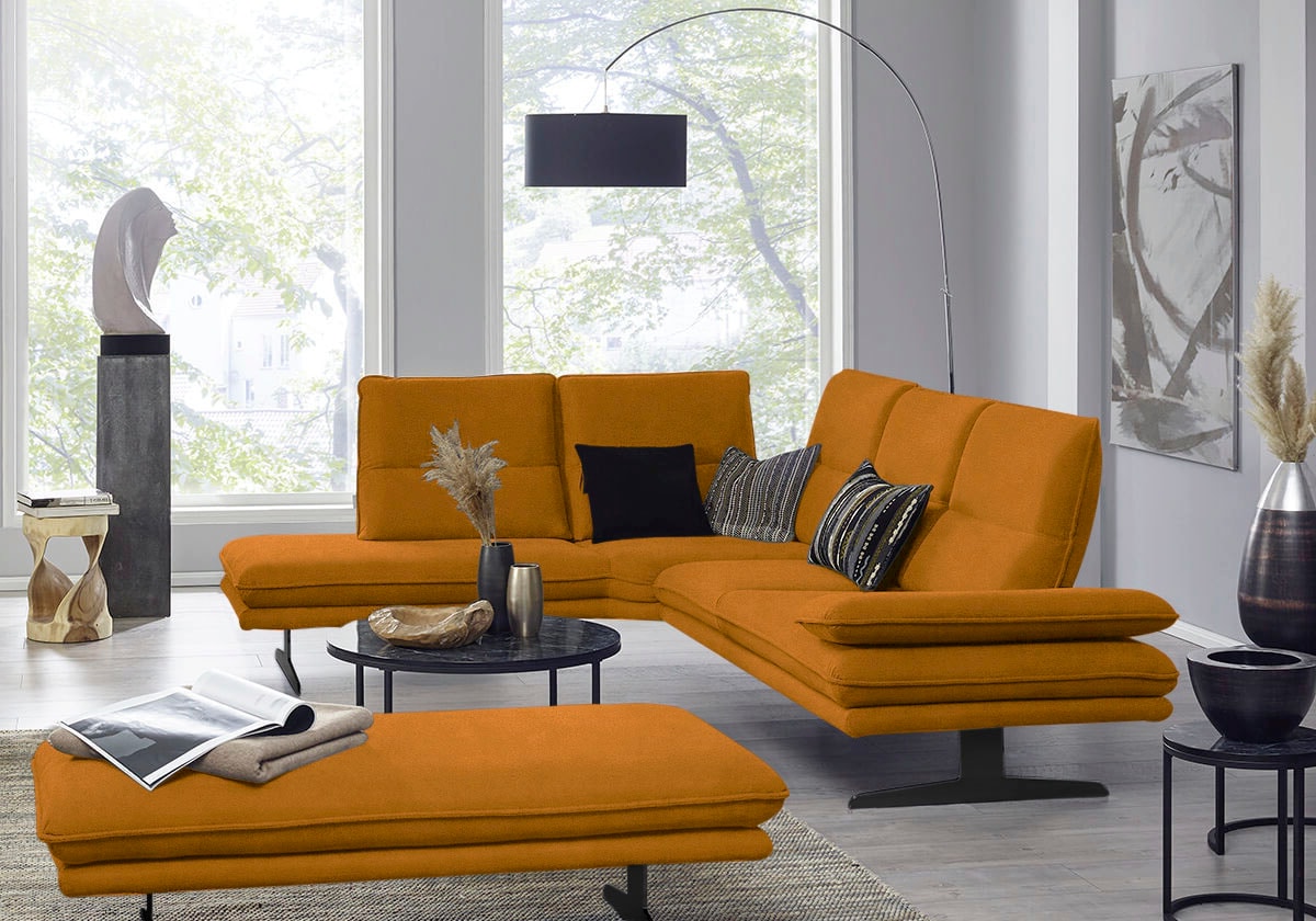 W.SCHILLIG Ecksofa "broadway, Designsofa, toller Sitzkomfort, zeitlos, elegant, L-Form" Sitztiefenverstellung, Kopfteil- & Seitenteilverstellung, Breite 284cm