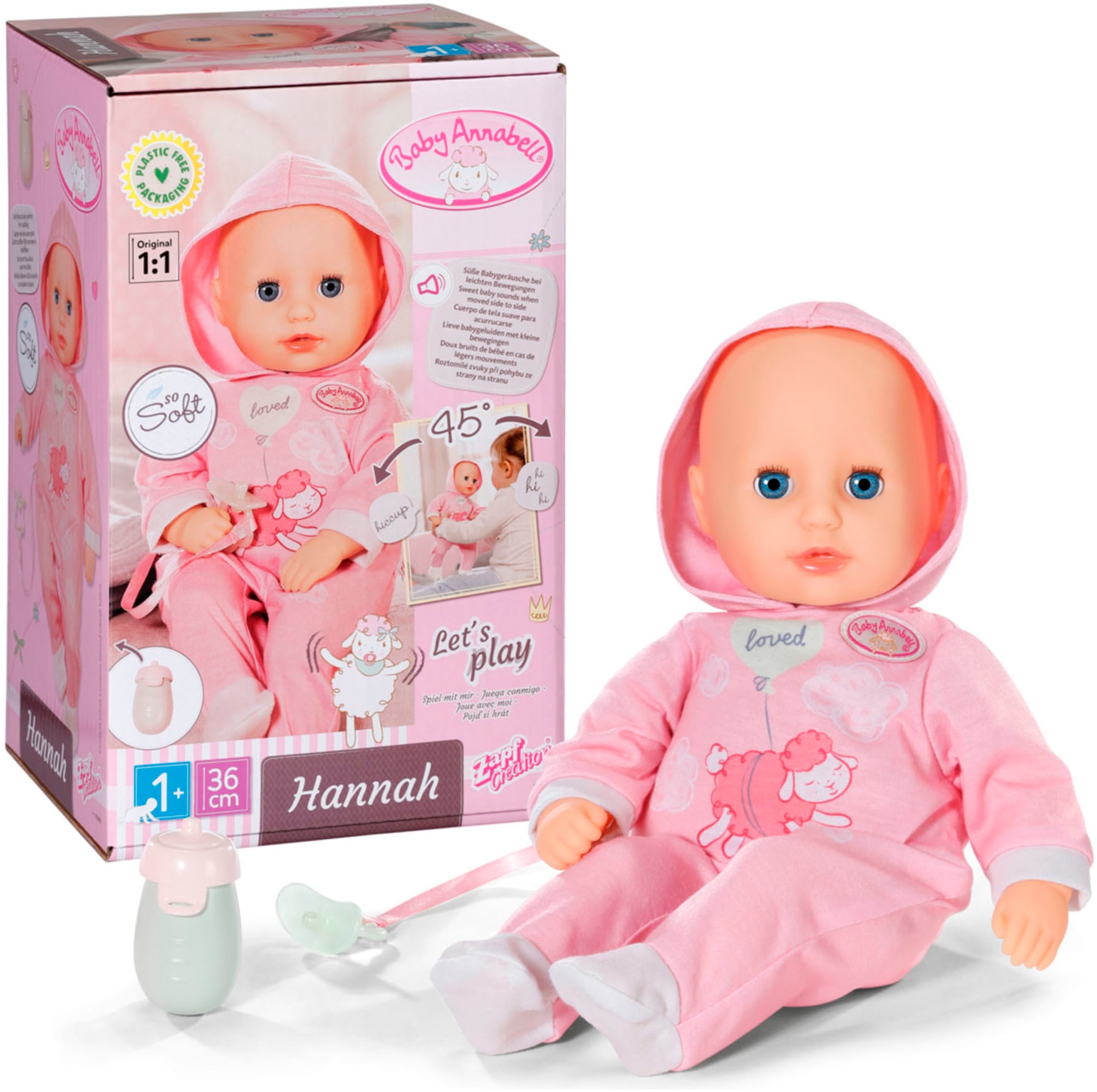 Babypuppe »Hannah Spiel mit mir, 36 cm«, mit 5 lebensechten Funktionen