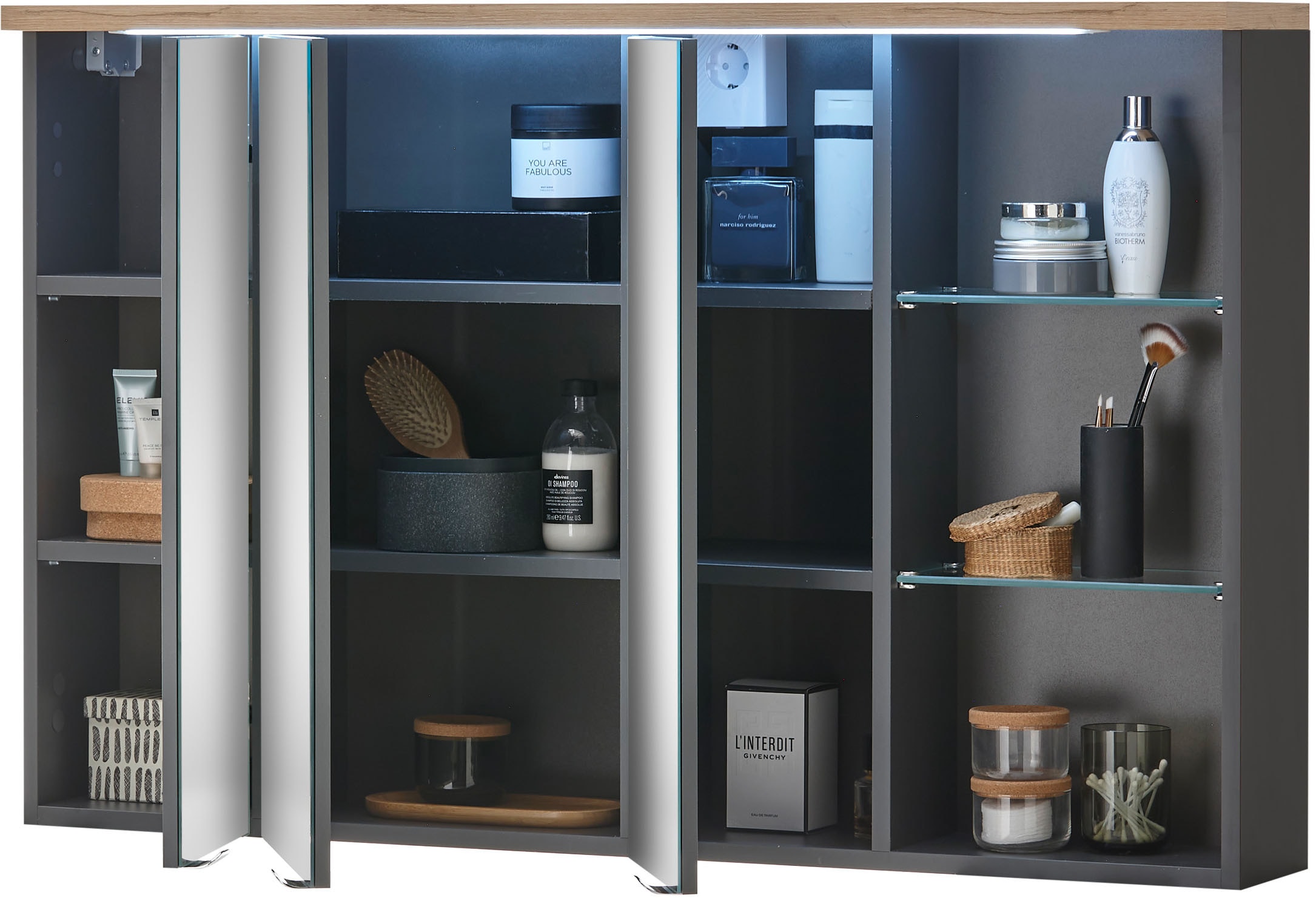 BASIC by Balculina Spiegelschrank »Memphis, Badezimmerschrank BxHxT 110x70x22«, (1 St.), Breite 110 cm, Tür L/R montierbar, Softclose