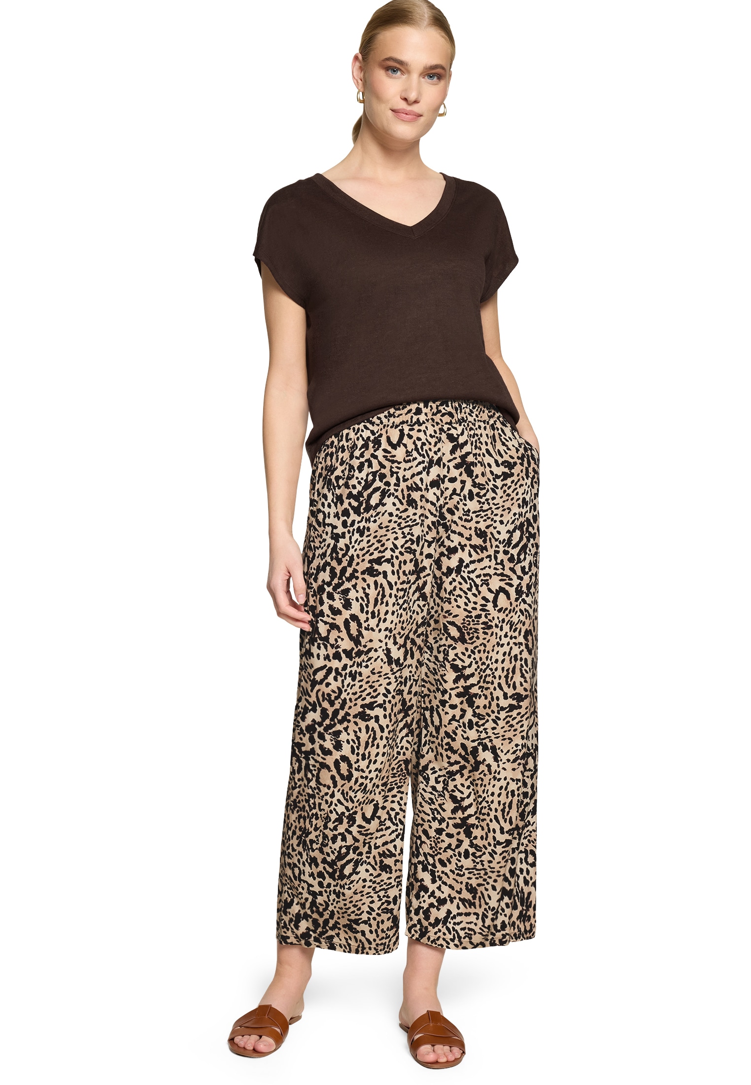 Zero Stoffhose »Damen mit Leoprint«  Plain/ ohne Details
