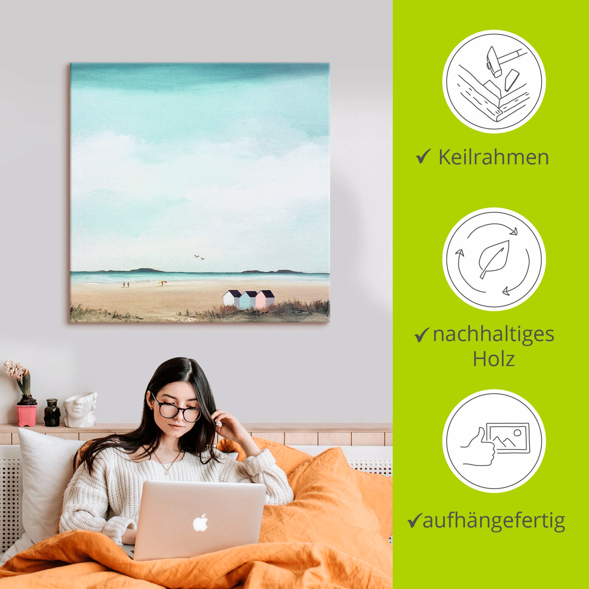 Artland Wandbild »Sonniger Morgen IV«, Strand, (1 St.), als Leinwandbild, Poster in verschied. Größen