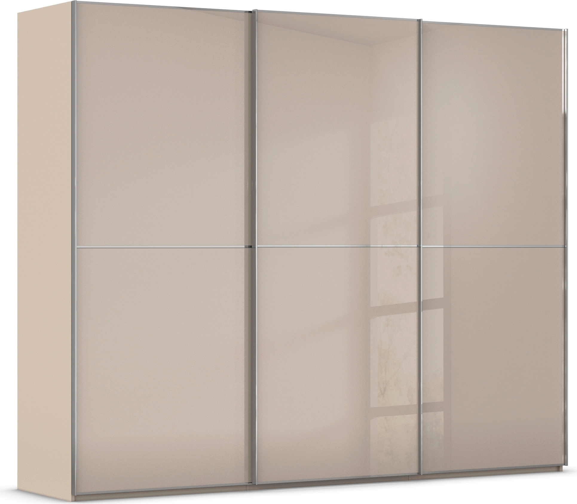 rauch Schwebetürenschrank "Kleiderschrank Schrank Garderobe Schlafzimmerschrank SCALE-DUO" edle zweigeteilte Türen Glas-Front mit 3 Zierleisten MADE IN GERMANY