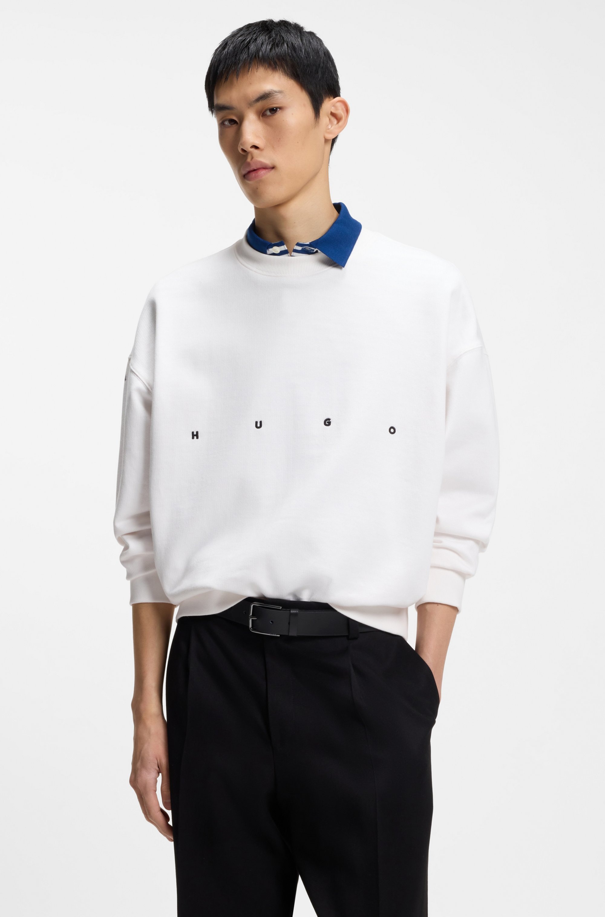 HUGO Ledergürtel »Gerik_Sz35« mit Logoprägung und kontrastfarbende Detailnaht