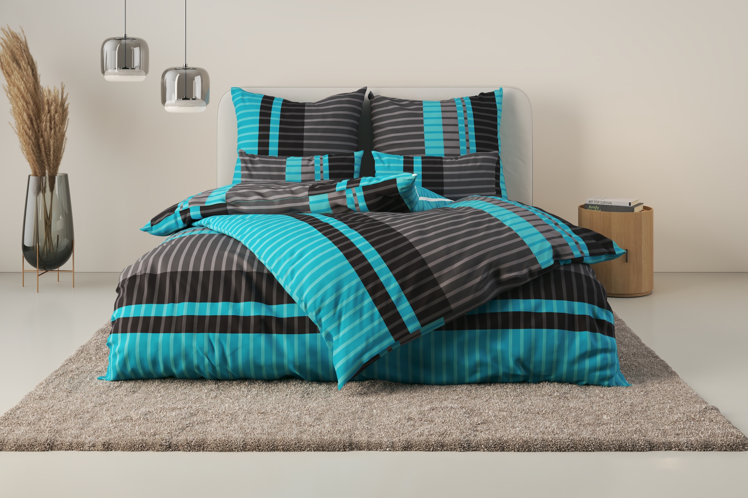 OTTO home Bettwäsche "Philine" 2 Stk. tlg. mit modernen Streifen, Bettwäsch günstig online kaufen