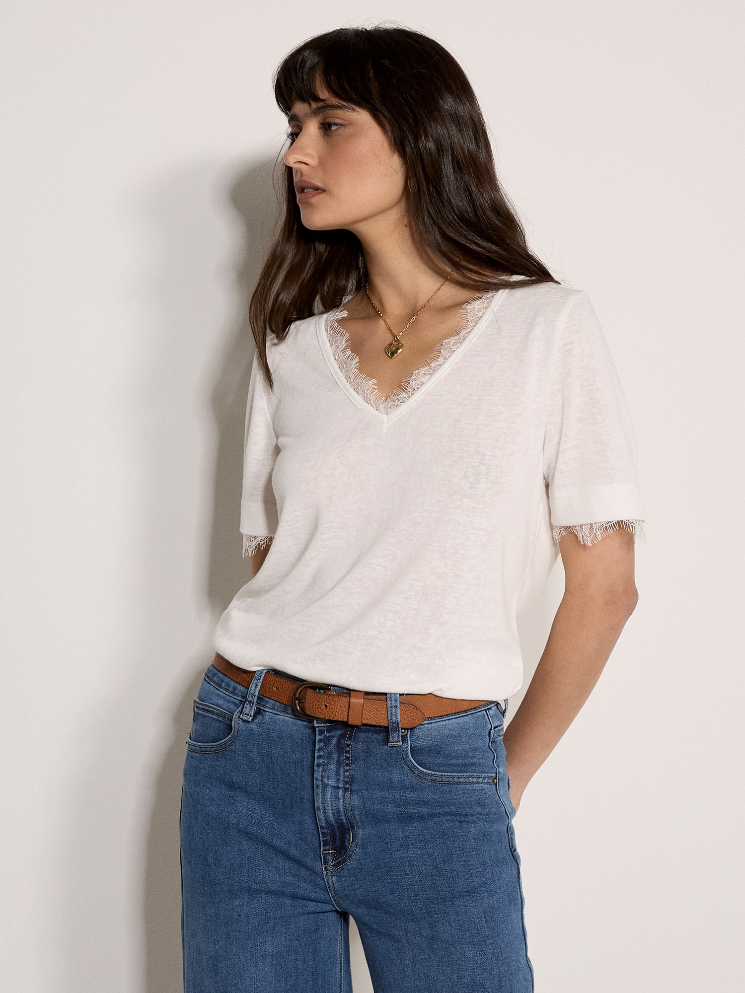 Apricot Shirttop "Jersey T-Shirt" mit Spitze
