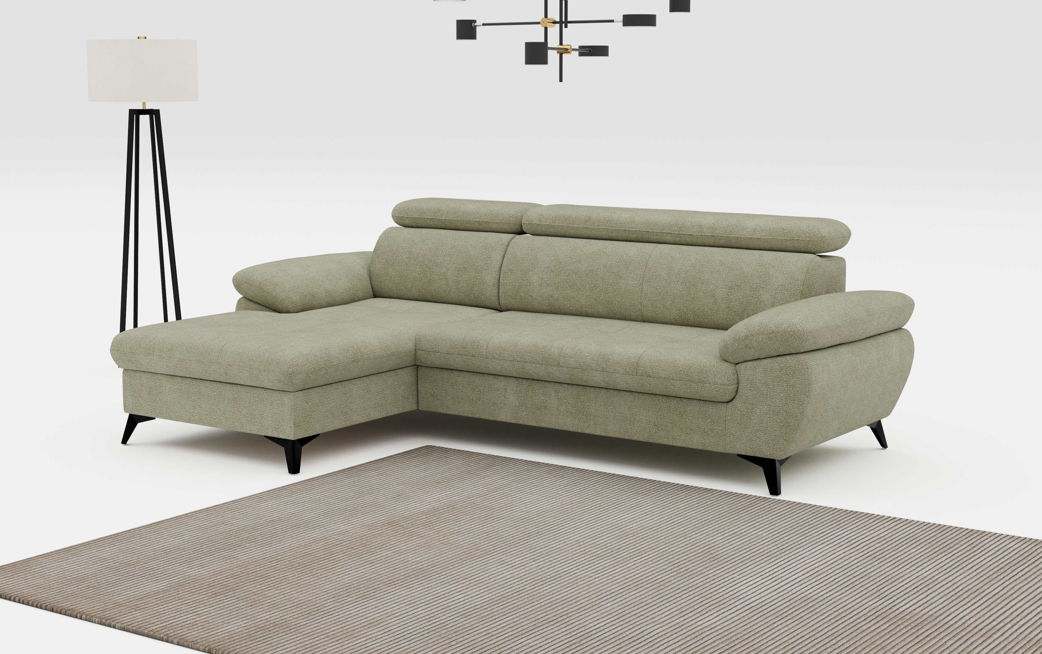 COTTA Ecksofa "Hudson" optional mit Schlaffunktion und XL Bettkasten, Liegefläche 190x119cm