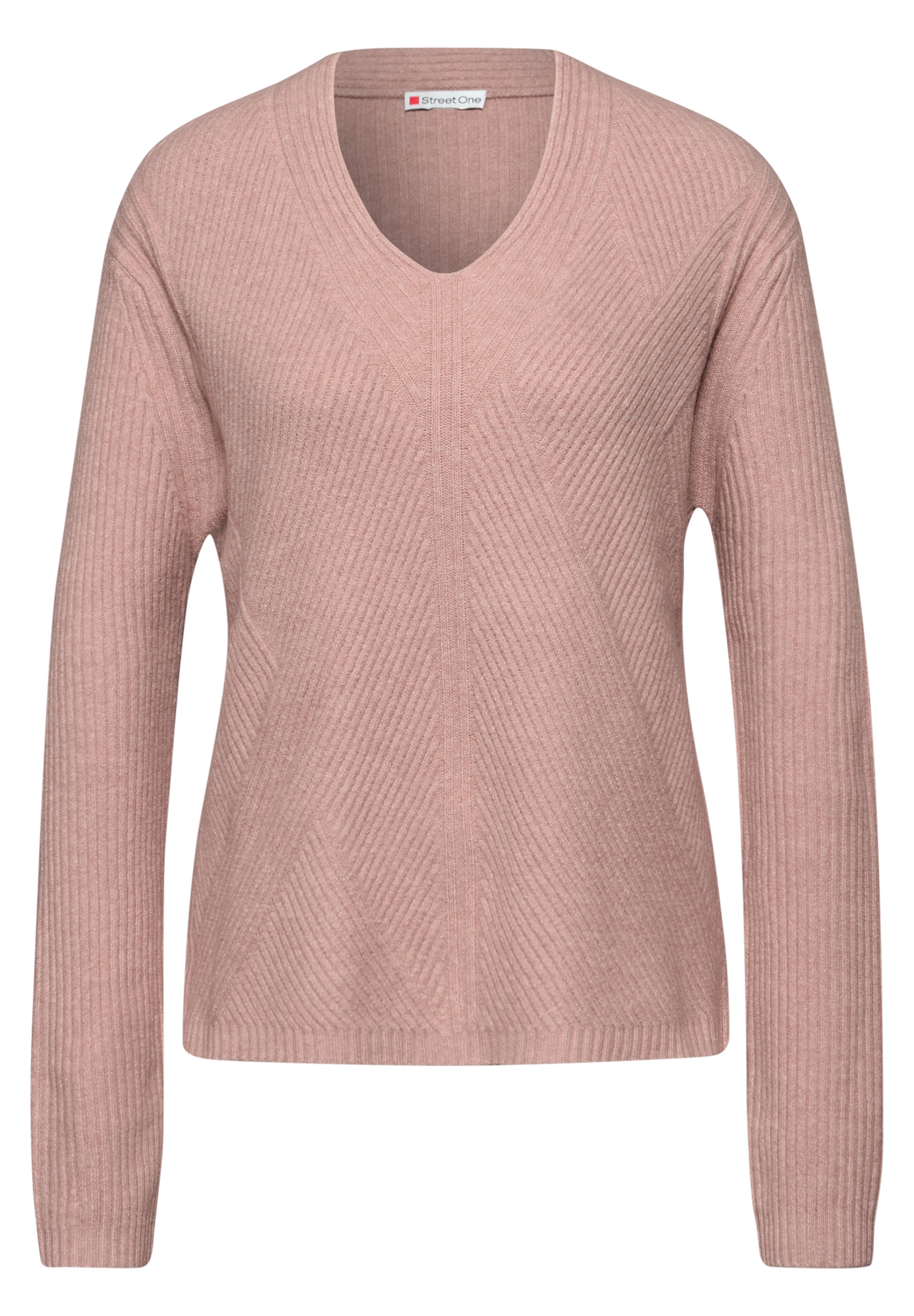 STREET ONE V-Ausschnitt-Pullover in Unifarbe