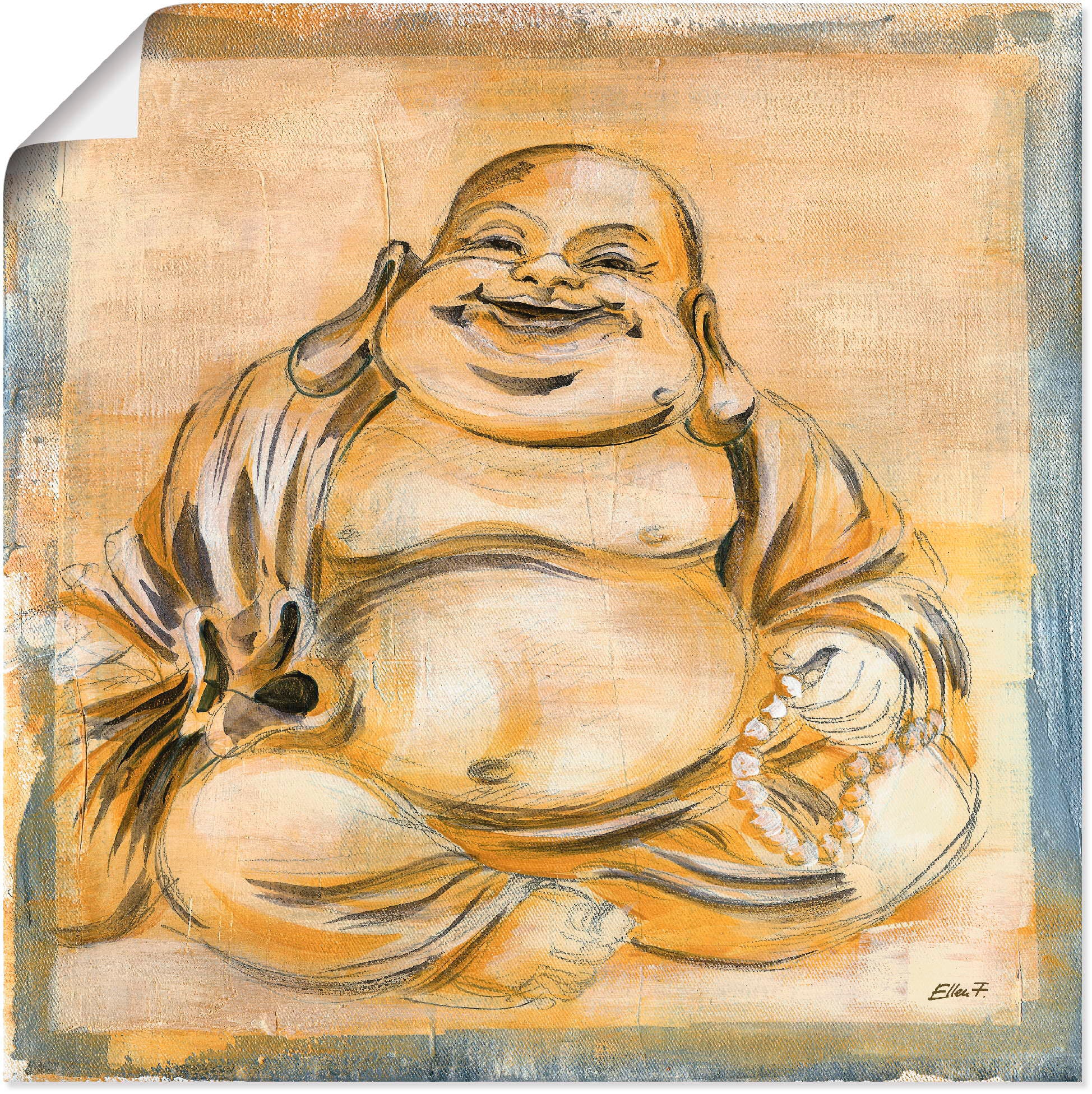 Artland Wandbild "Fröhlicher Buddha I" Religion 1 Stk. tlg. als Leinwandbil günstig online kaufen