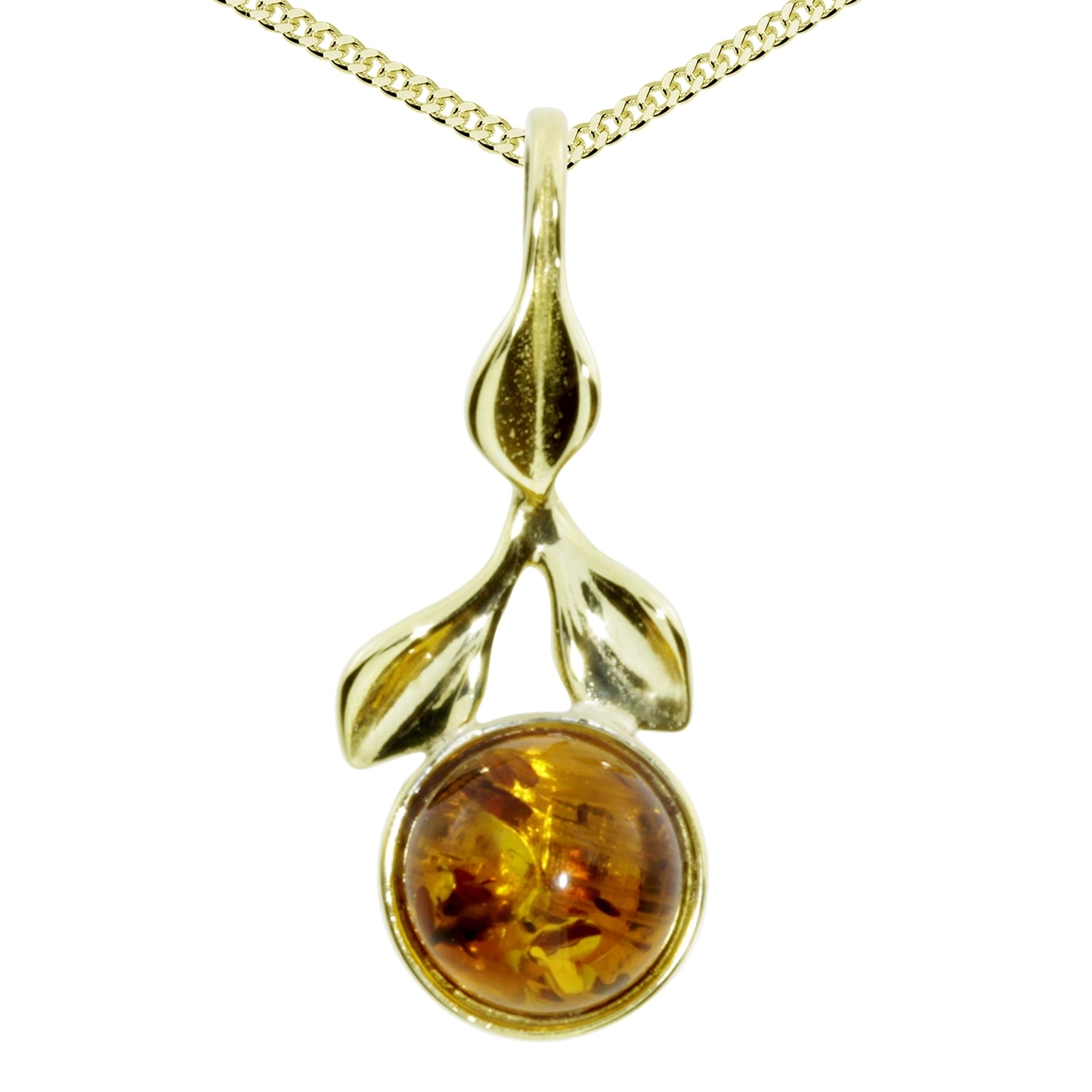 Kette und Anhänger Set OSTSEE-SCHMUCK "- Blüte - Gold 333/000 - Bernstein" Gr. 45, gold (gold 333, goldfarben, gelb), Schmuck_Sets, Damen, 45, Gelbgold 333