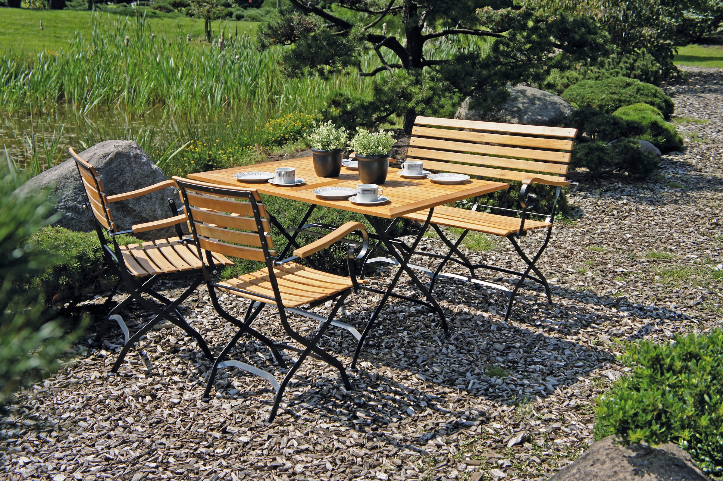 Garden Pleasure Garten-Essgruppe "WIEN" 4 Stk. tlg. mit praktischer Klappfu günstig online kaufen