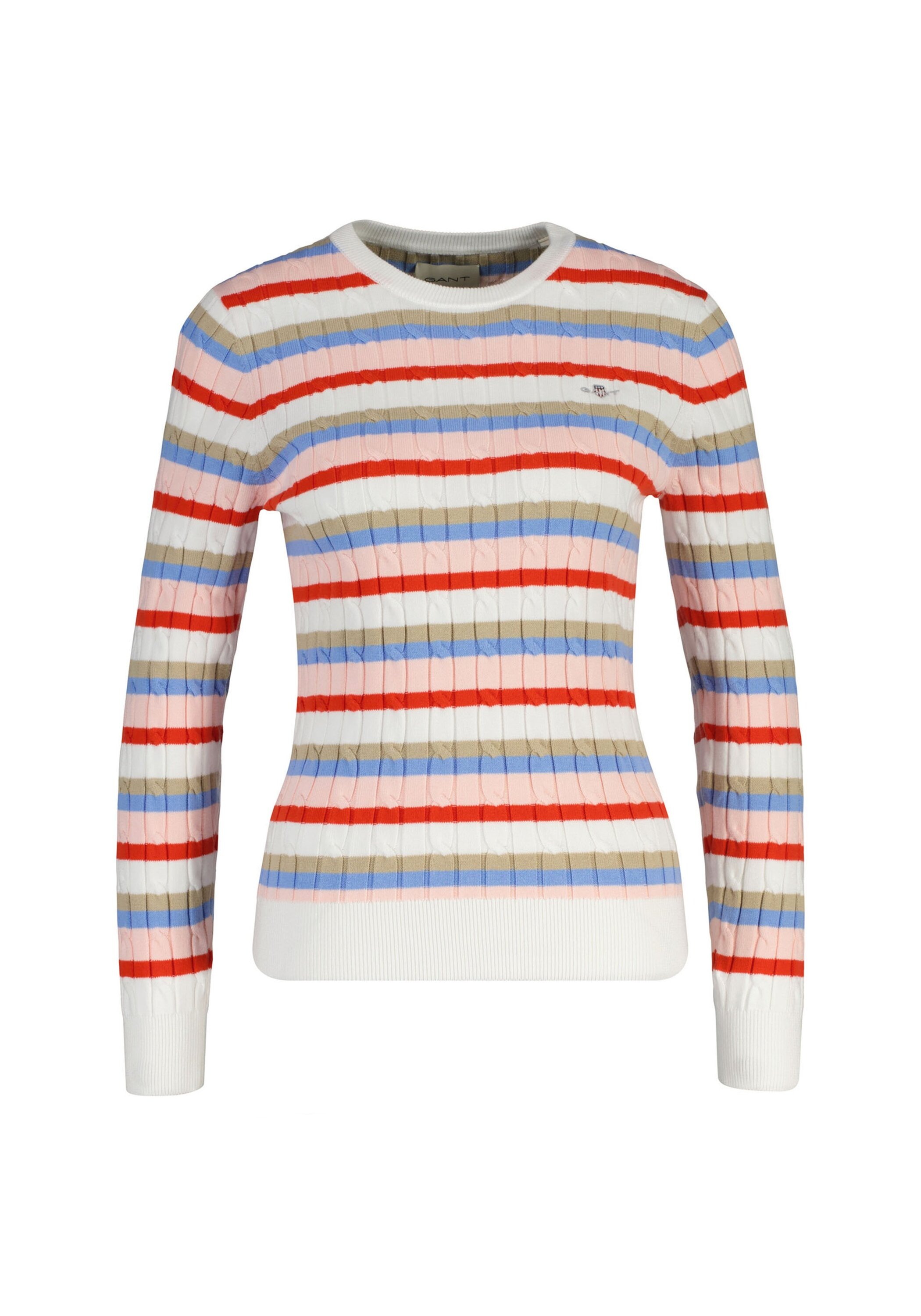 Gant Sweater "Strickpullover STRETCH COTTON CABLE STRIPE C-NECK" günstig online kaufen