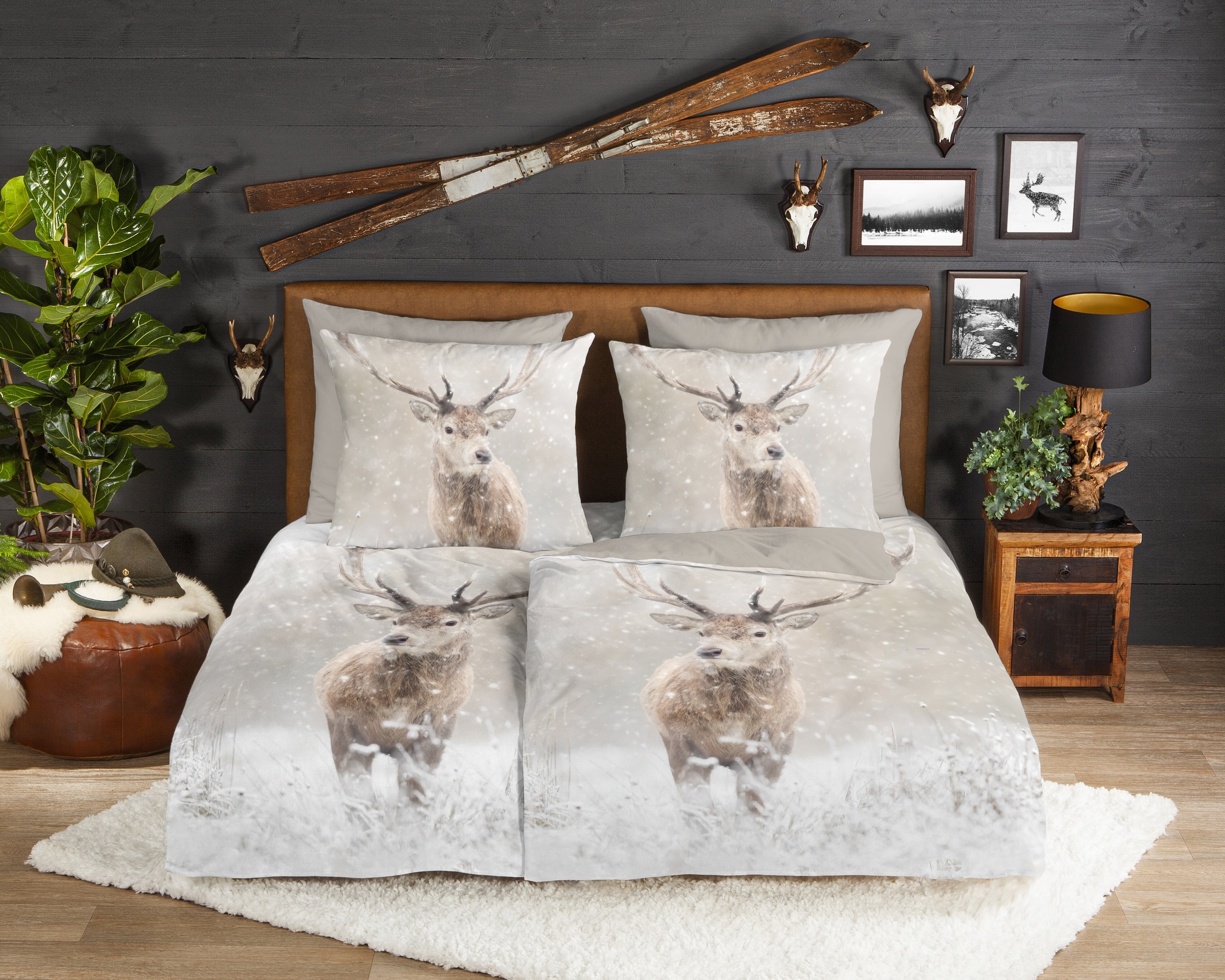 good morning Wendebettwäsche "Snowydeer" 3 Stk. Flanell, Biber, Baumwolle, günstig online kaufen
