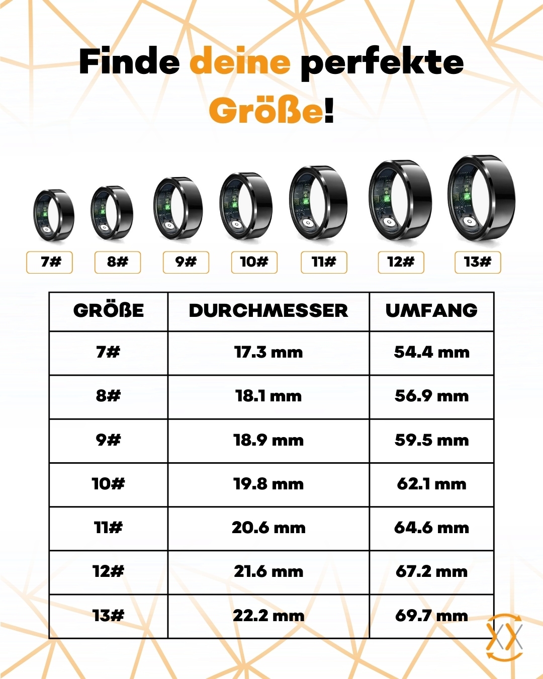 felixx Activity Tracker »Smart Ring Finger Vermessungs-Set Größen 6 bis13«