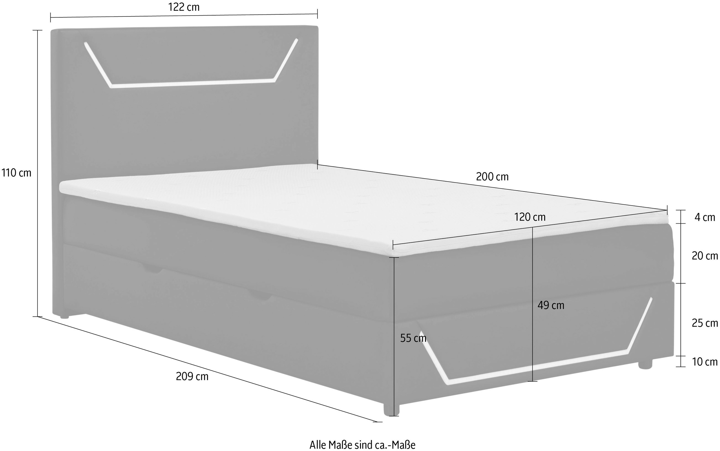 Home affaire Boxbett »GALAXY inkl. Bettkasten, mit grüner LED-Beleuchtung, Breite: 120cm« Gamingbett mit Kunstlederbezug in schwarz, inkl. Topper