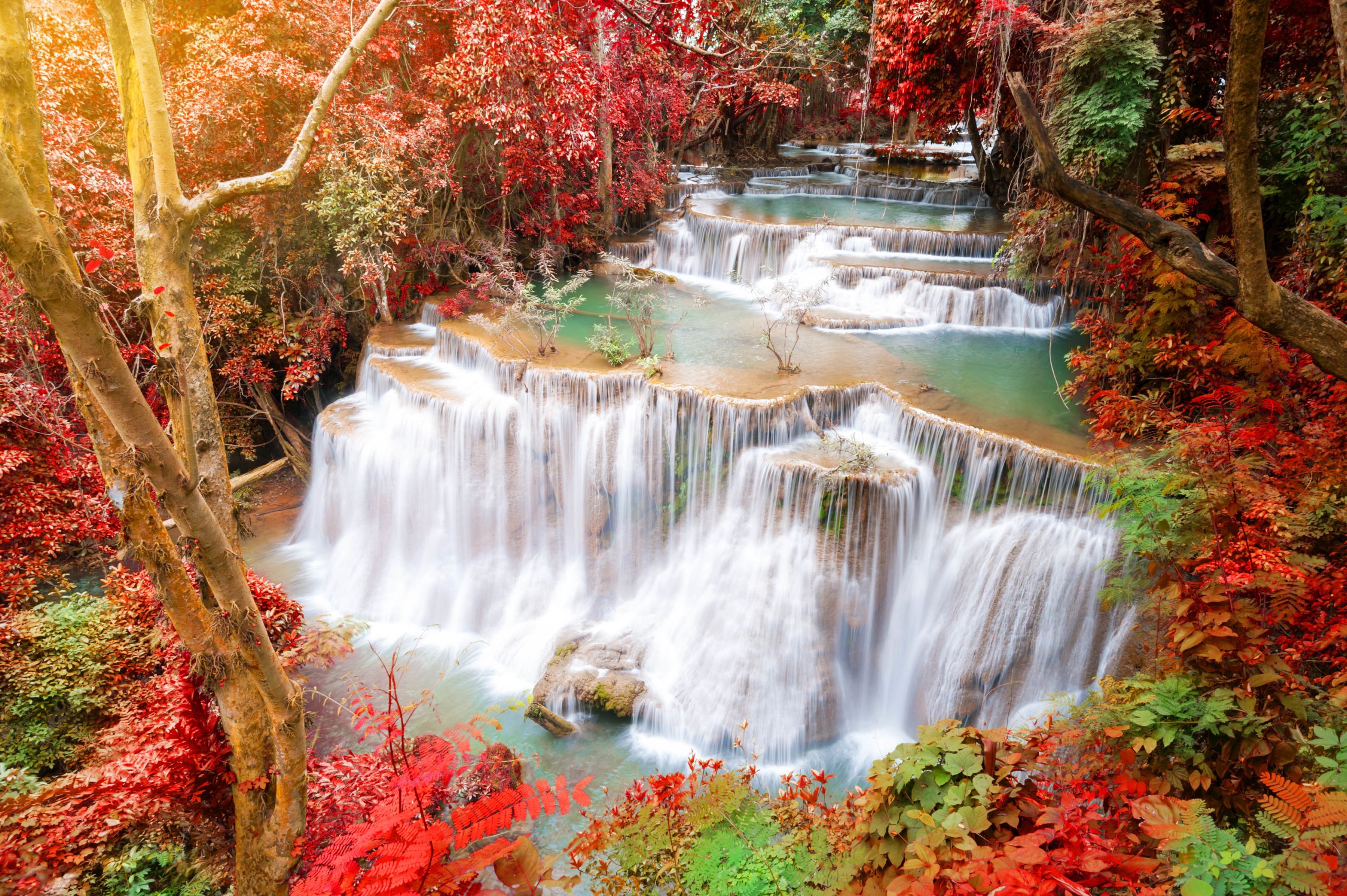 Papermoon Fototapete "Huay Mae Kamin Autumn Waterfall" glatt