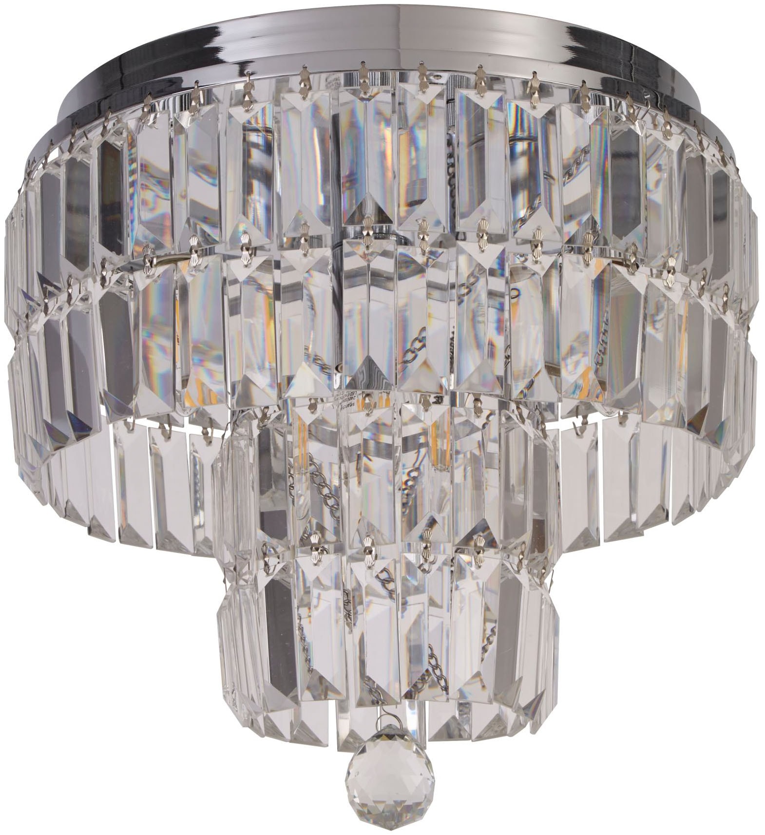 "SEARCHLIGHT Deckenleuchte ""Empire 4Lt Flush"", transparent (chrom und klar), 4, Ø 34cm H: 33cm, 1 Stk., Leuchten, Deckenleuchte"