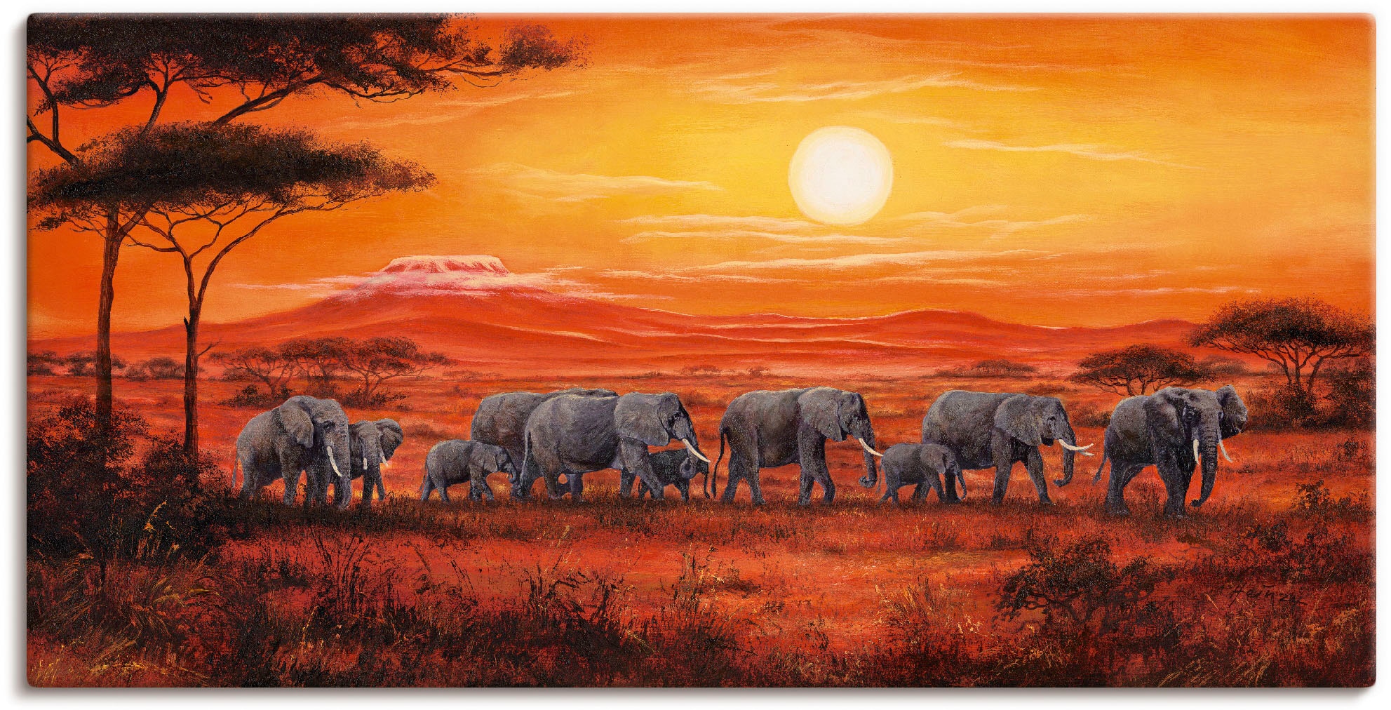 Artland Wandbild "Elefantenherde" Wildtiere 1 Stk. tlg. als Leinwandbild, P günstig online kaufen