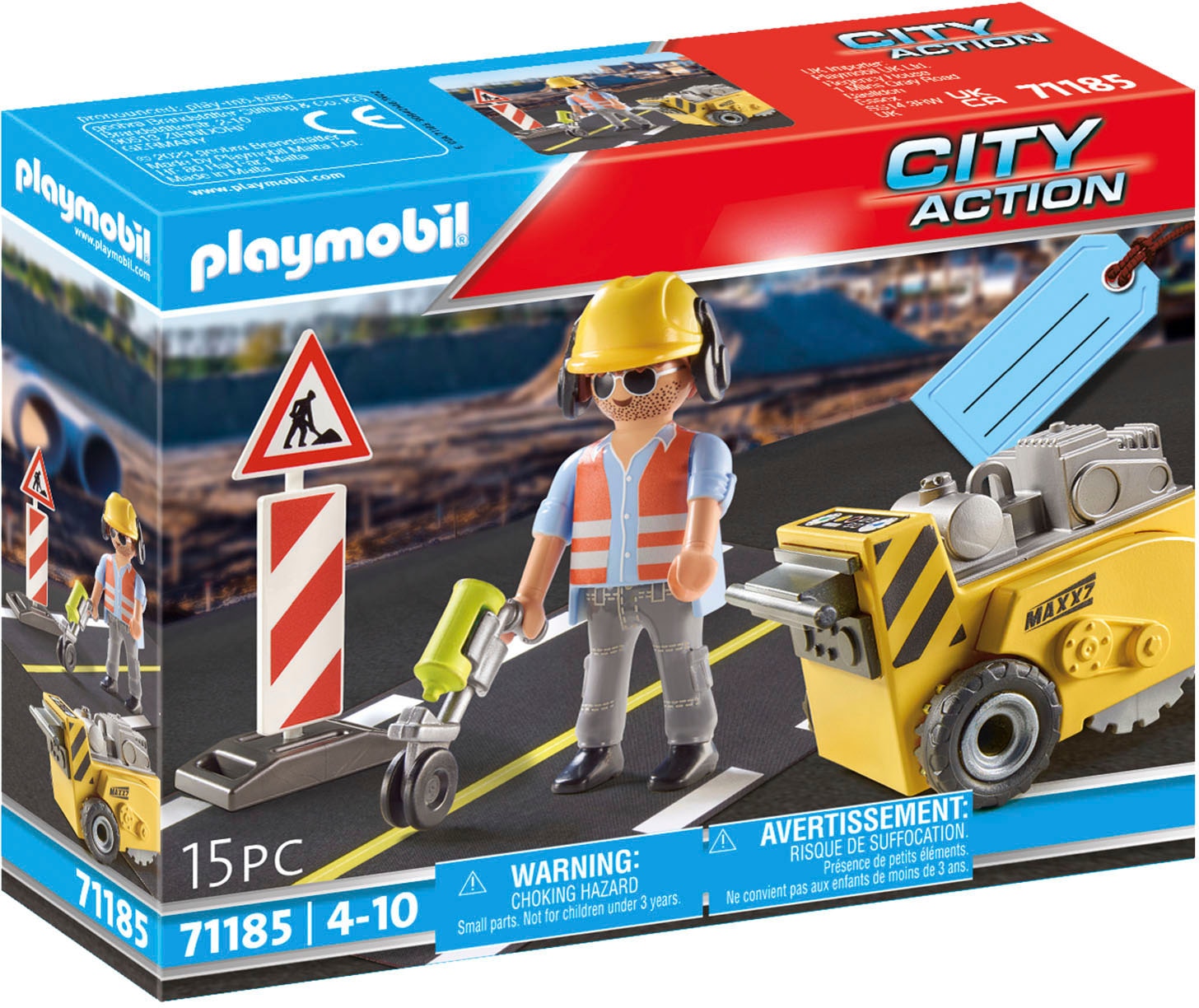 Konstruktions-Spielset »Bauarbeiter mit Kantenfräser (71185), City Action«, (15 St.),...