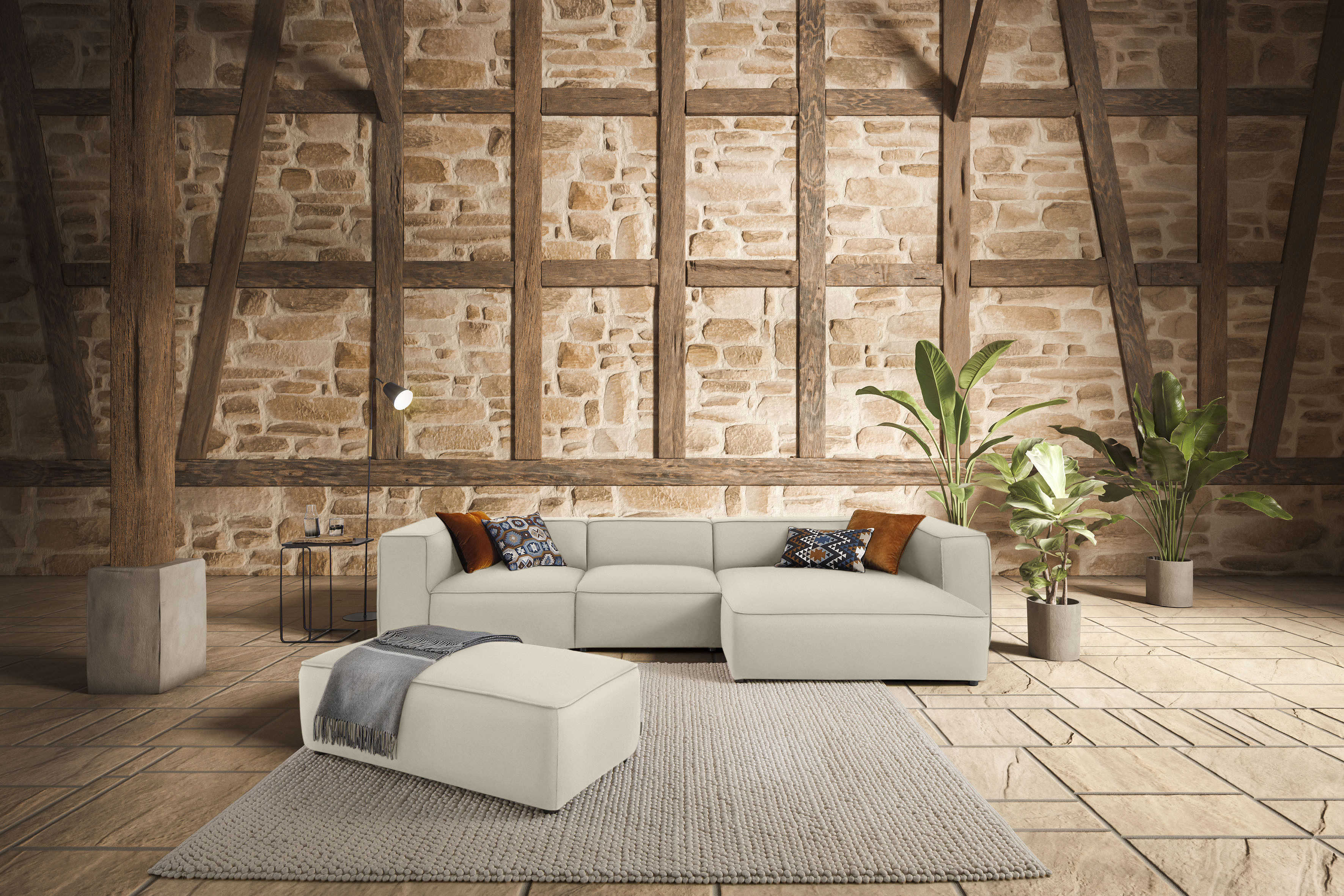 W.SCHILLIG Ecksofa "around-the-block Mega Sofa, viel Platz und hoher Sitzkomfort, L-Form" mit eleganter Biese, mit Federkern, Breite 341 cm