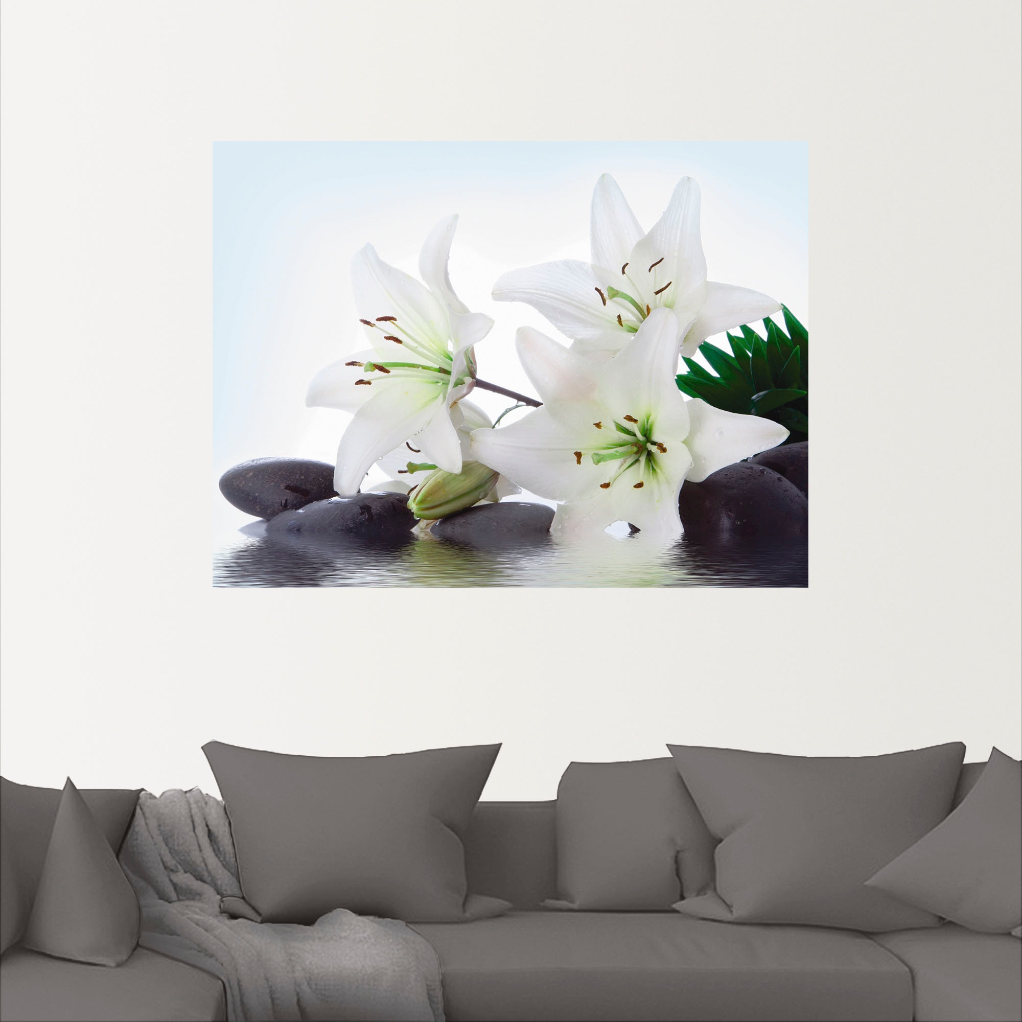 Artland Wandbild "Madonna-Lilien und Spasteine", Zen, (1 St.), als Leinwand günstig online kaufen