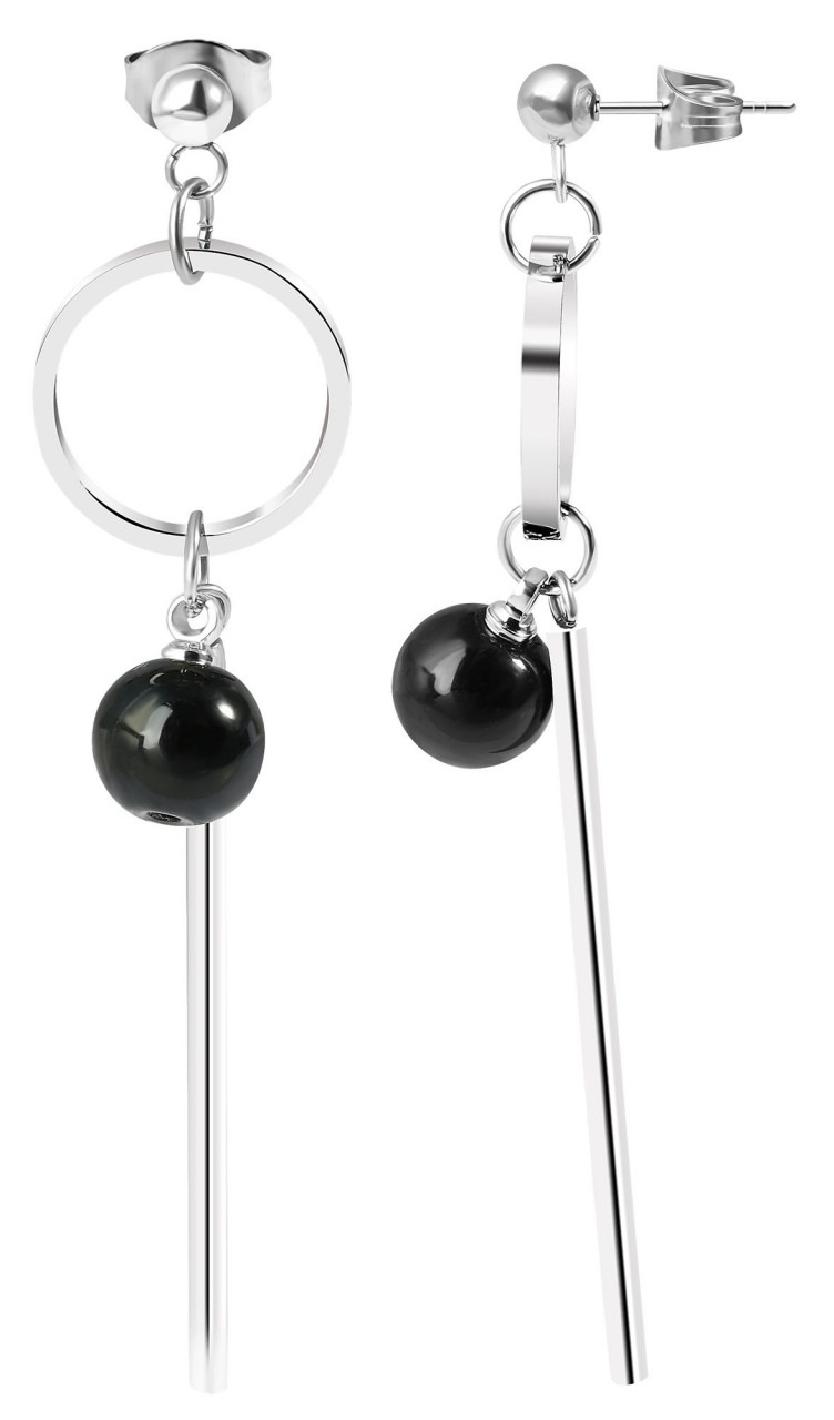 Adelia's Women Stainless Steel Stud Earrings Black