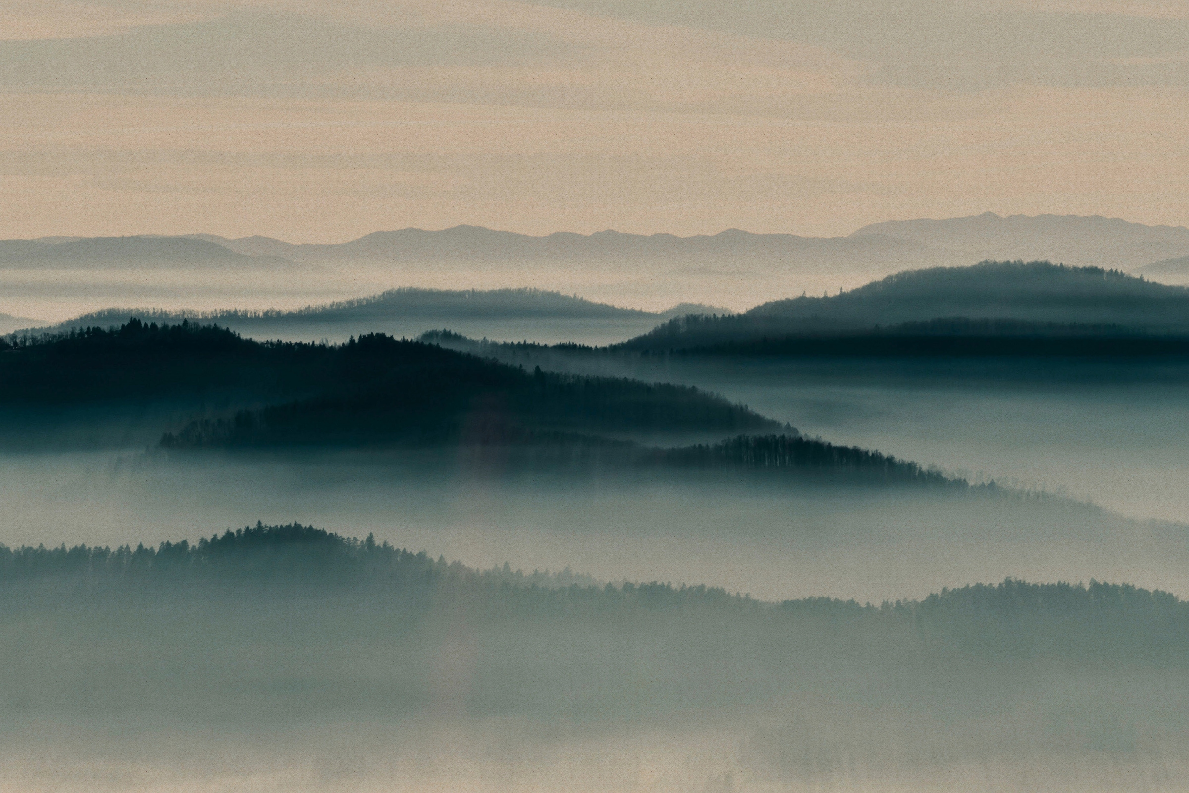 A.S. Création Leinwandbild »horizon«, Landschaft, (1 St.), Keilrahmen Bild Landschaft Berge Gebirge Nebel