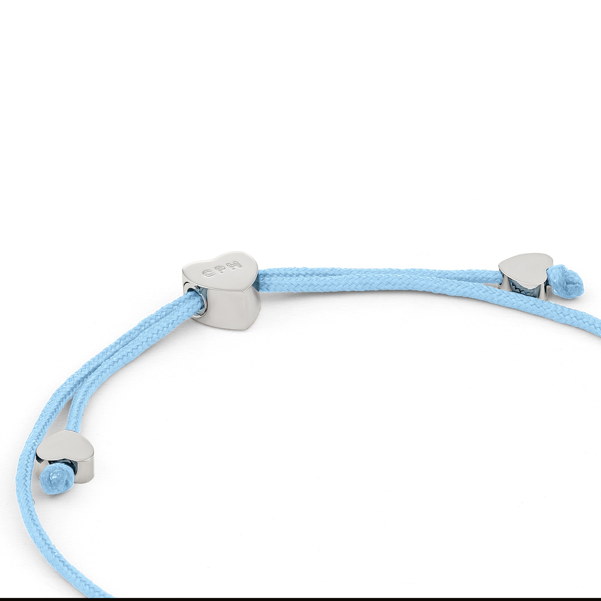 Armband COPENHAGEN STUDIOS "Schmuck Geschenk Edelstahl Armkette Balloon Hearts", edelstahlfarben, blau, Armbänder, Damen, 24cm, Edelstahl Nylon, Edelstahl, Nylon, Armband 2