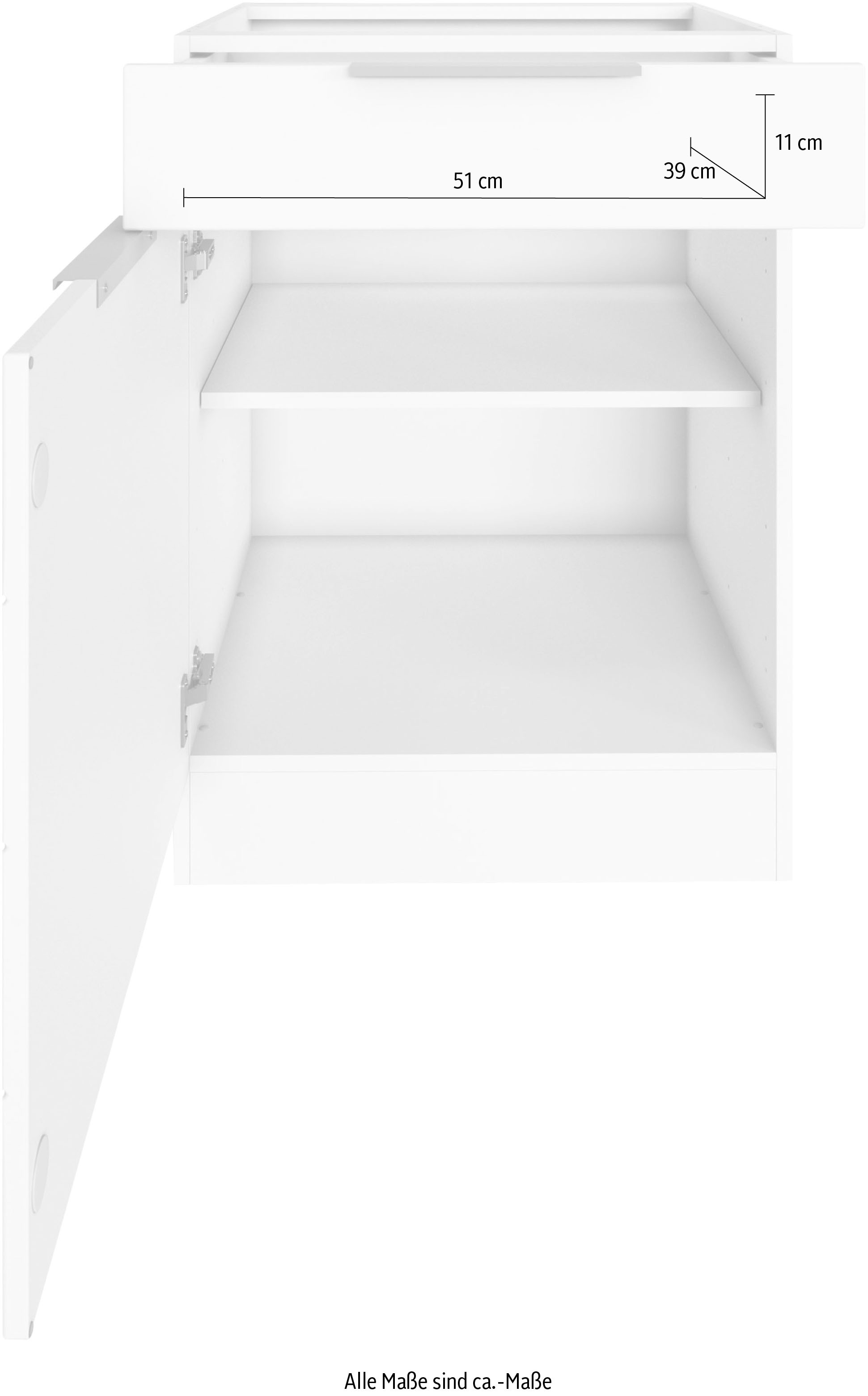 KOCHSTATION Unterschrank »KS-Luhe«, 60 cm breit, hochwertige MDF-Fronten mit waagerechter Lisene