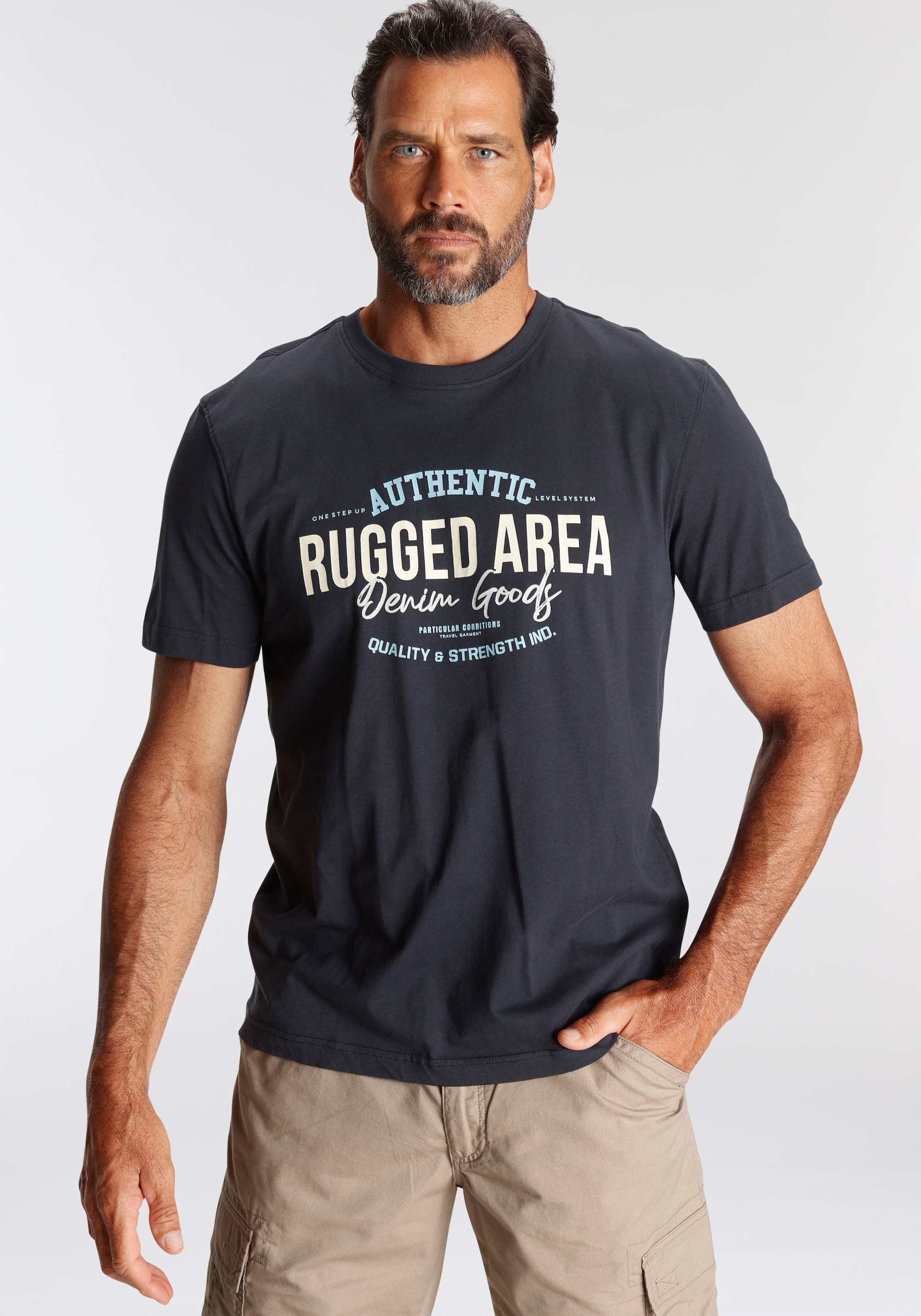 Mans World Rundhalsshirt Kurzarm, Regular Fit, mit Print, Rundhalsausschnitt