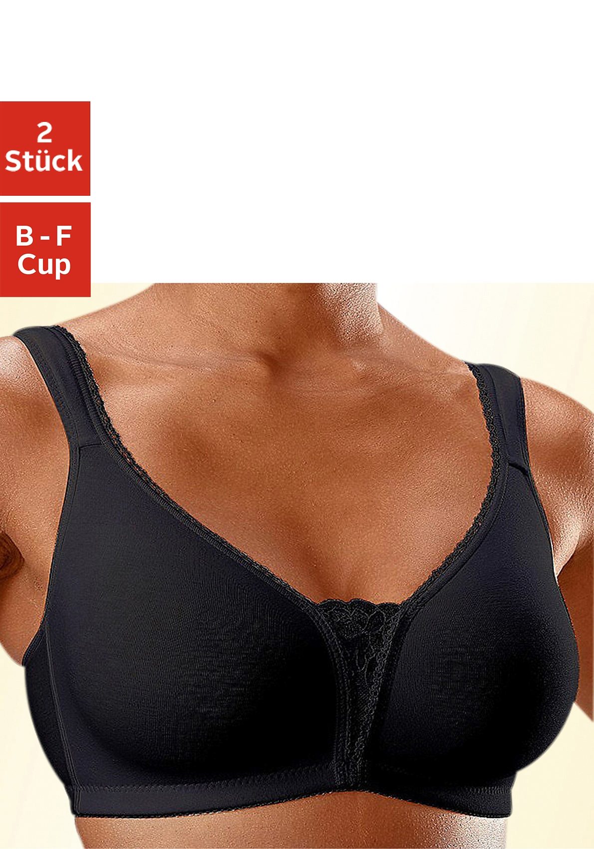 petite fleur by Lascana Soft-BH Packung, ohne Bügel, Baumwolle mit Spitzen-Details, große Größen, bequemer BH