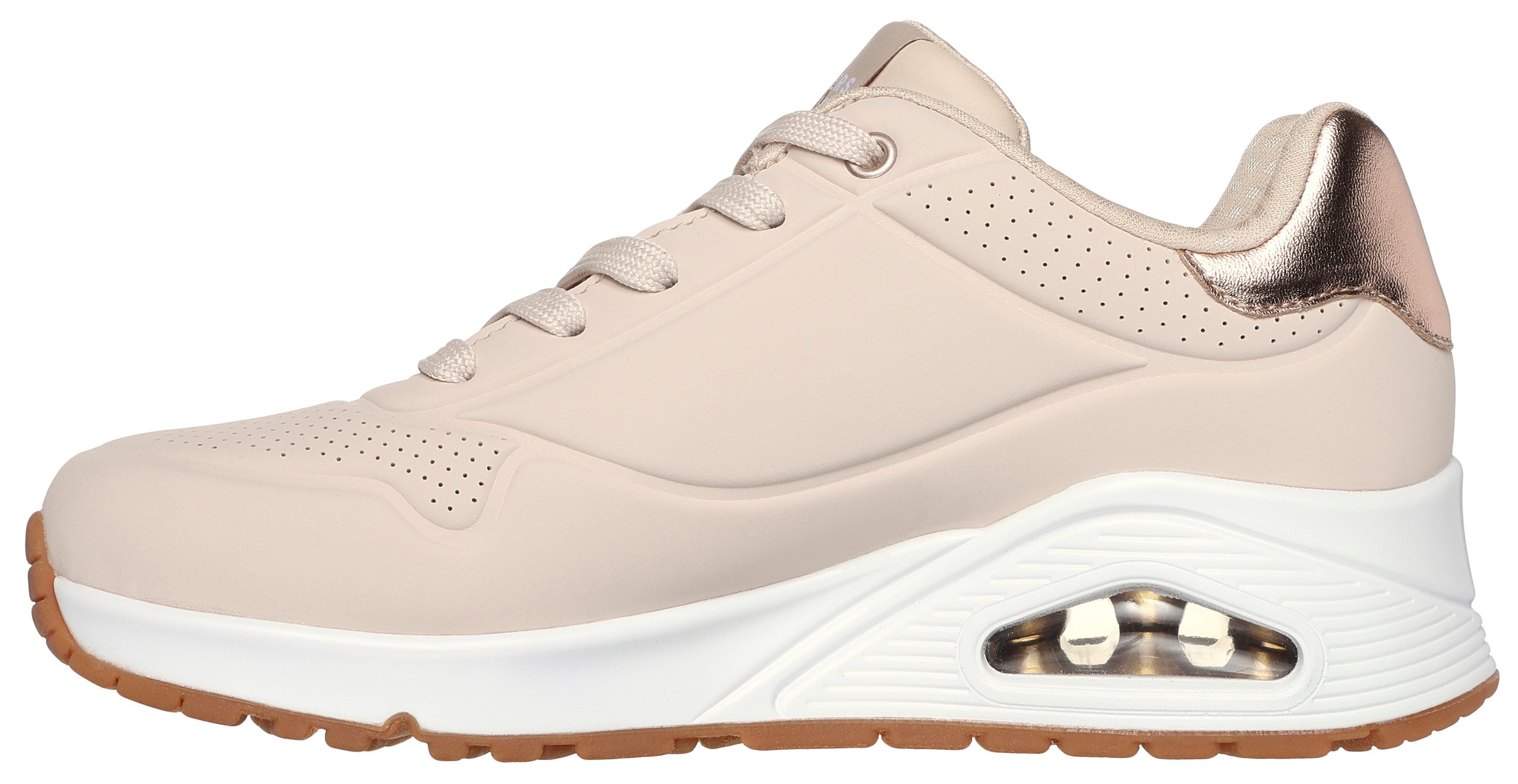 Sneaker SKECHERS "UNO GOLDEN AIR", Damen, Gr. 38, beige, Lederimitat, kontrastfarbene Details, Schuhe Sneaker, Freizeitschuh, Halbschuh, Schnürschuh mit Metallic-Einsatz, Topseller 3