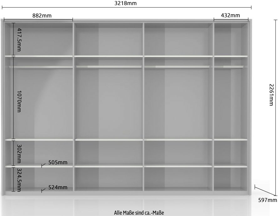 Places of Style Kleiderschrank »Piano, inklusive Rahmen und Beleuchtung, soft-close-Funktion«, (viele Breiten zur Auswahl, 226cm hoch), beige oder weiß, UV lackiert, Hochglanzfronten, FSC-zertifiziert