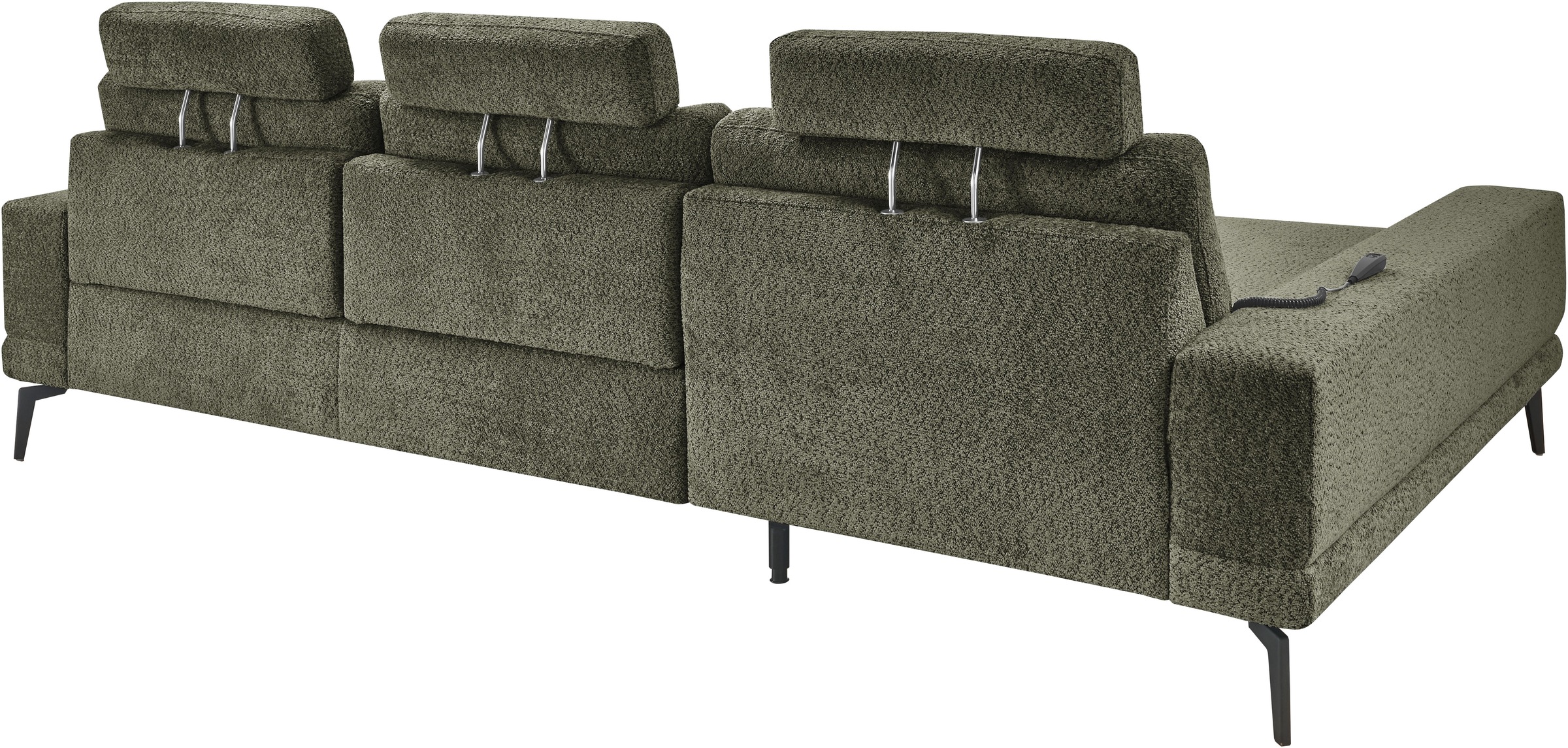 set one by Musterring Ecksofa »SO 3600, inkl motor. Sitztiefenverstellung, Kopfstützen, Nierenkissen«, Sitzhöhe 44 cm, Federkern, Breite 293 x Tiefe 180 cm, Kama olive