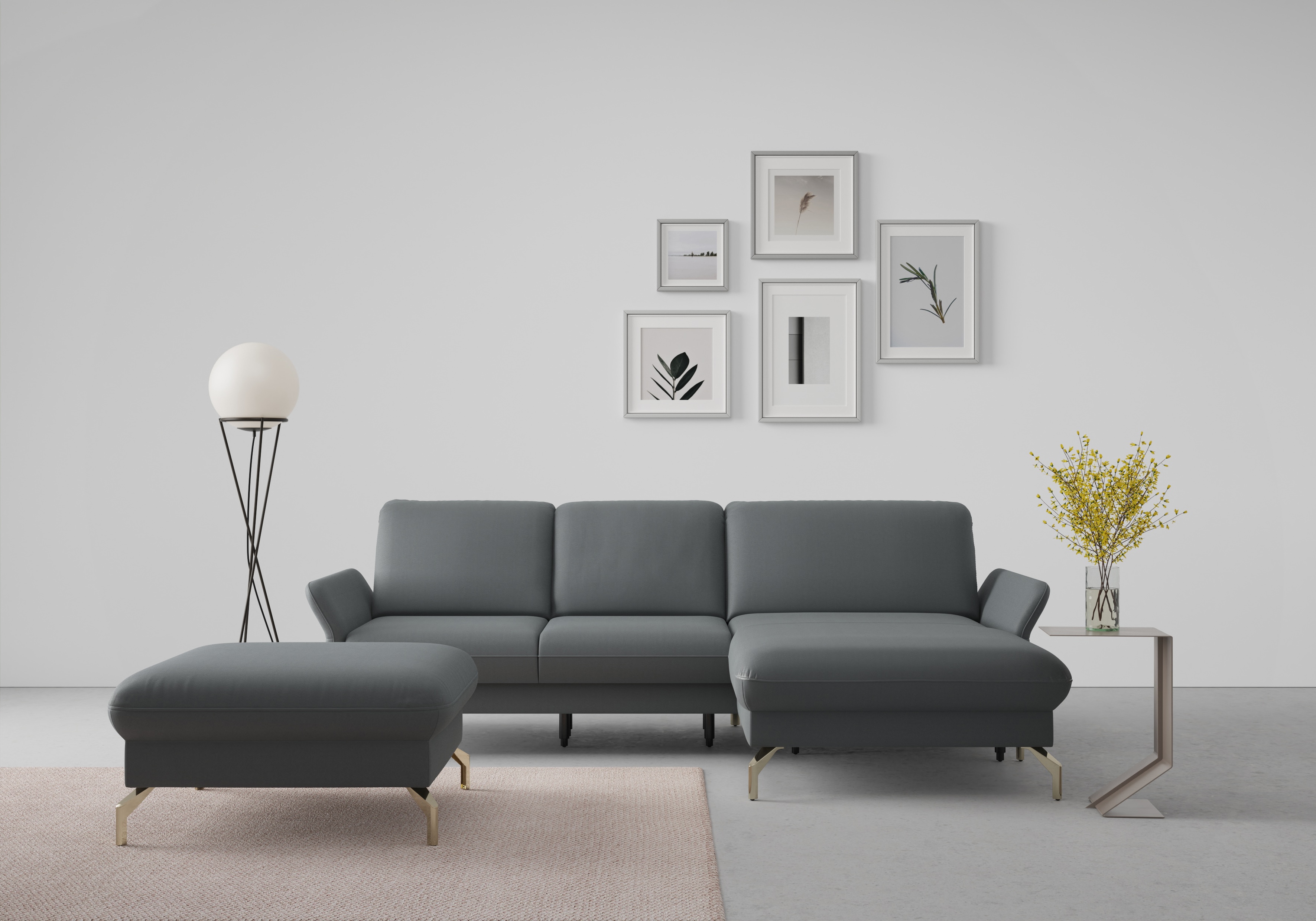 sit&more Ecksofa "Fashion L-Form" wahlweise mit Kopfteilverstellung, Vorziehsitz, motorisch, Nickelfüße